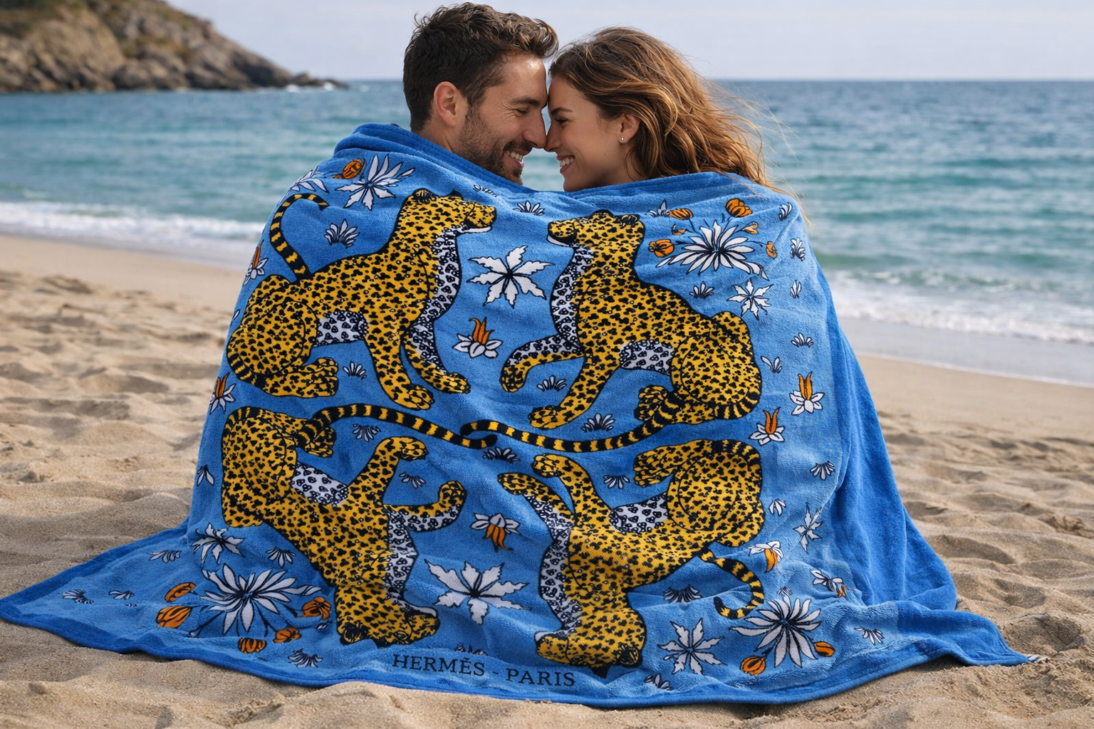 HERMES Les Leopards Beach Towel XXL 145 x 160
