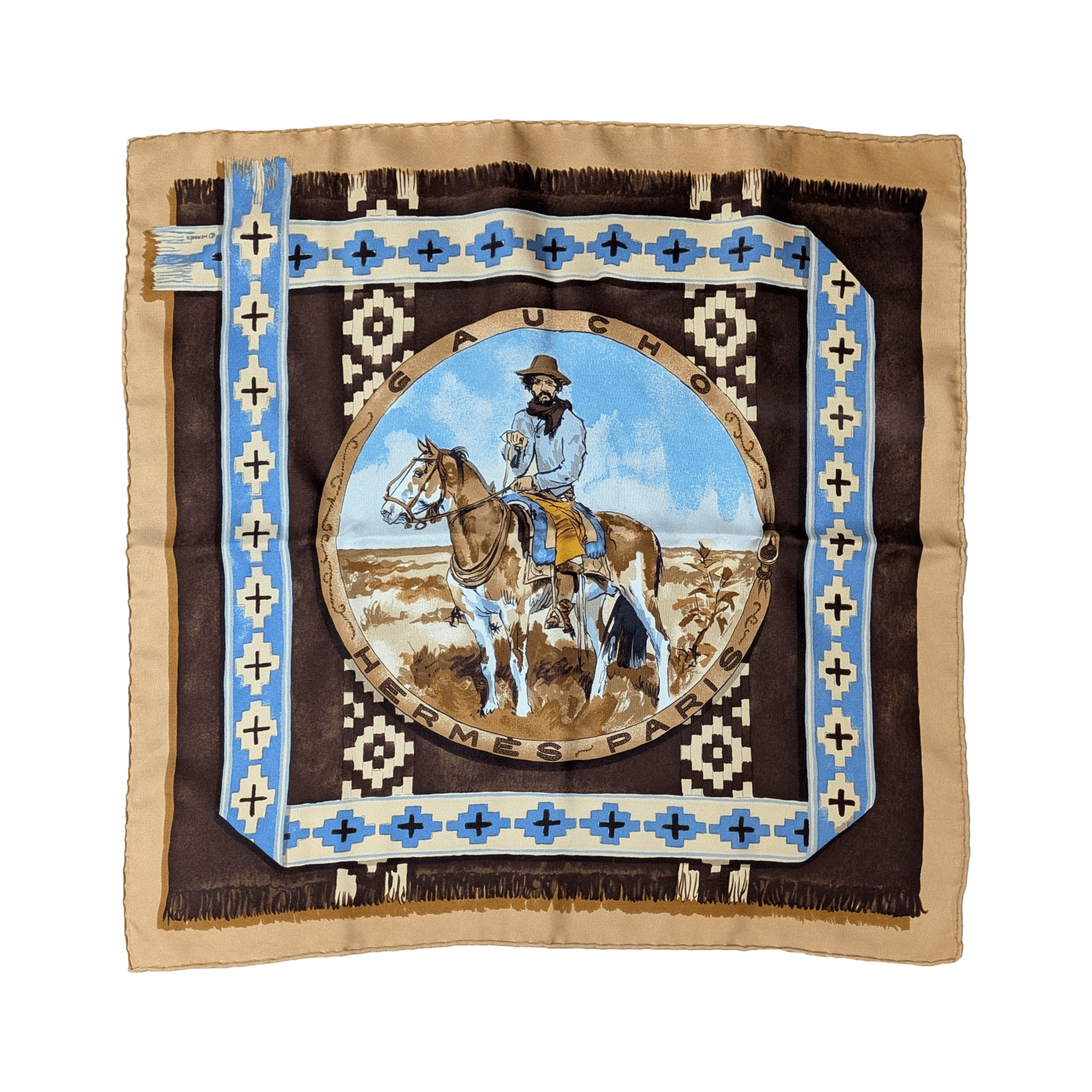 HERMES Rare Gaucho Gavroche Pocket Scarf 45 cm by Kermit Oliver Box