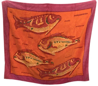 HERMES Mosaic fishes XXL Twin Towel A20250704.4