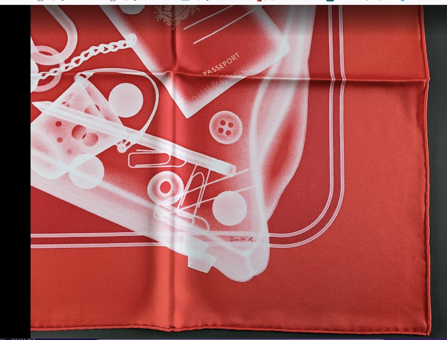 HERMES Vermillon " Pleease Check in " Twill Silk Scarf 90 x 90 cm A20250903