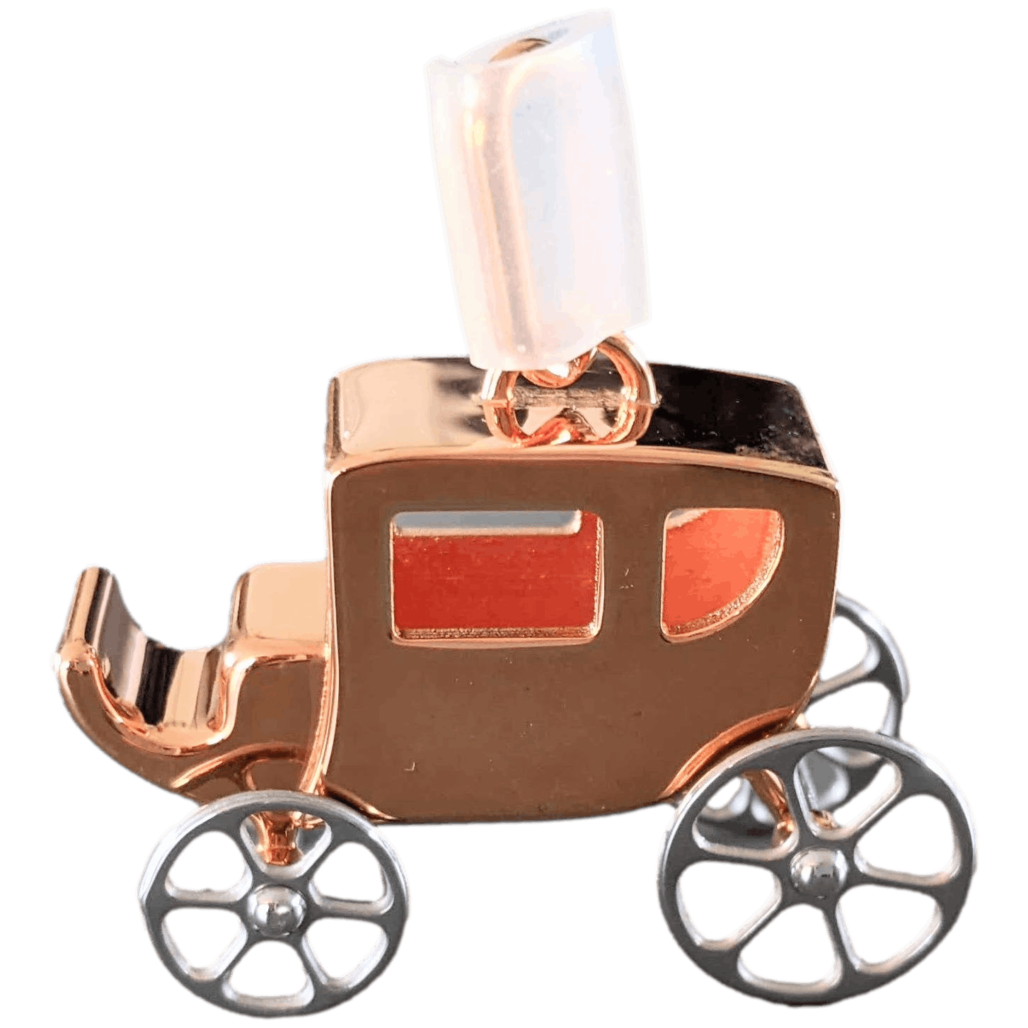 HERMES 2019 Pink Plated Gold Curiosite Caleche Carriage Charm Amulette Pendant Breloque