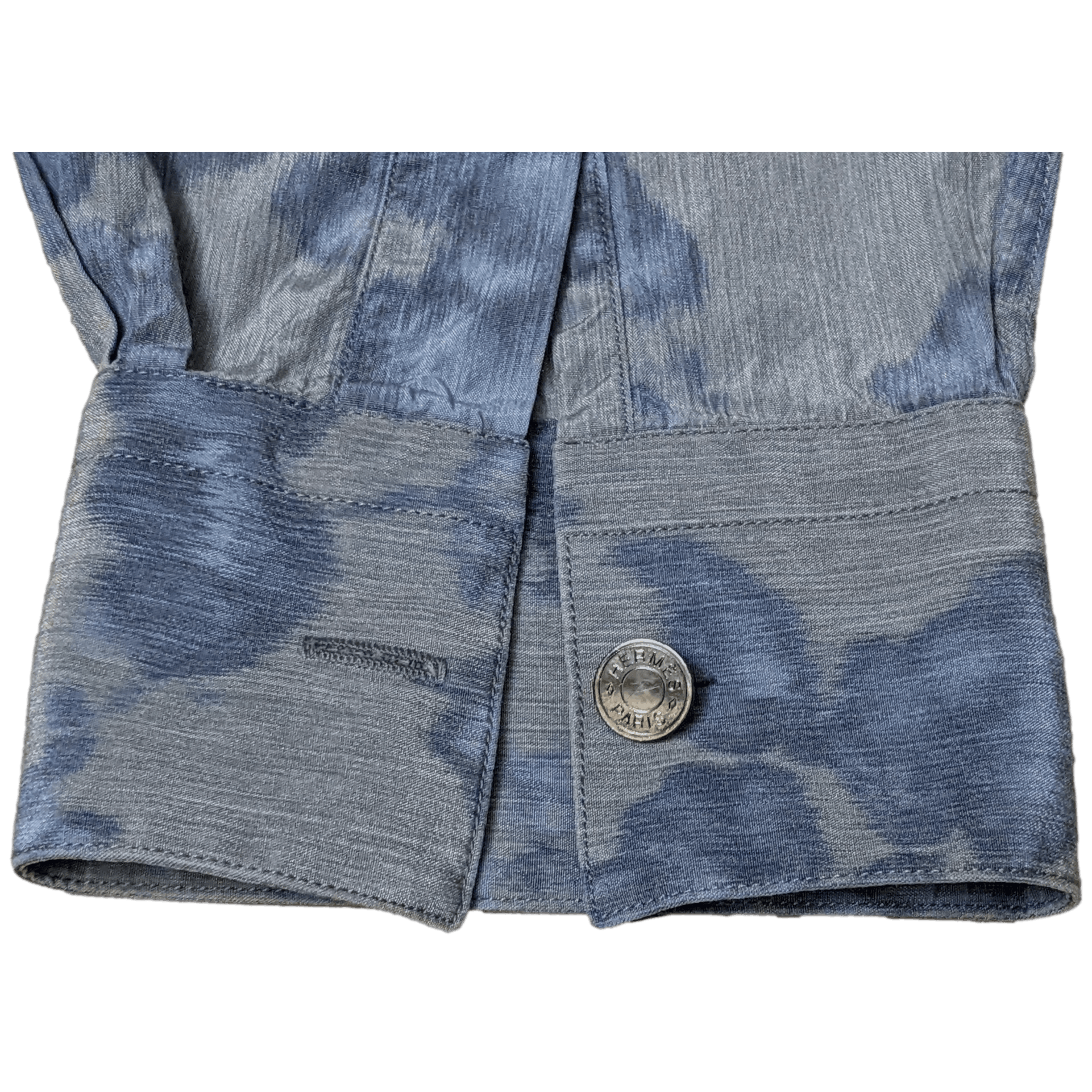 HERMES Flowers SilkCotton Men's Long Sleeves Shirt, Sz42
