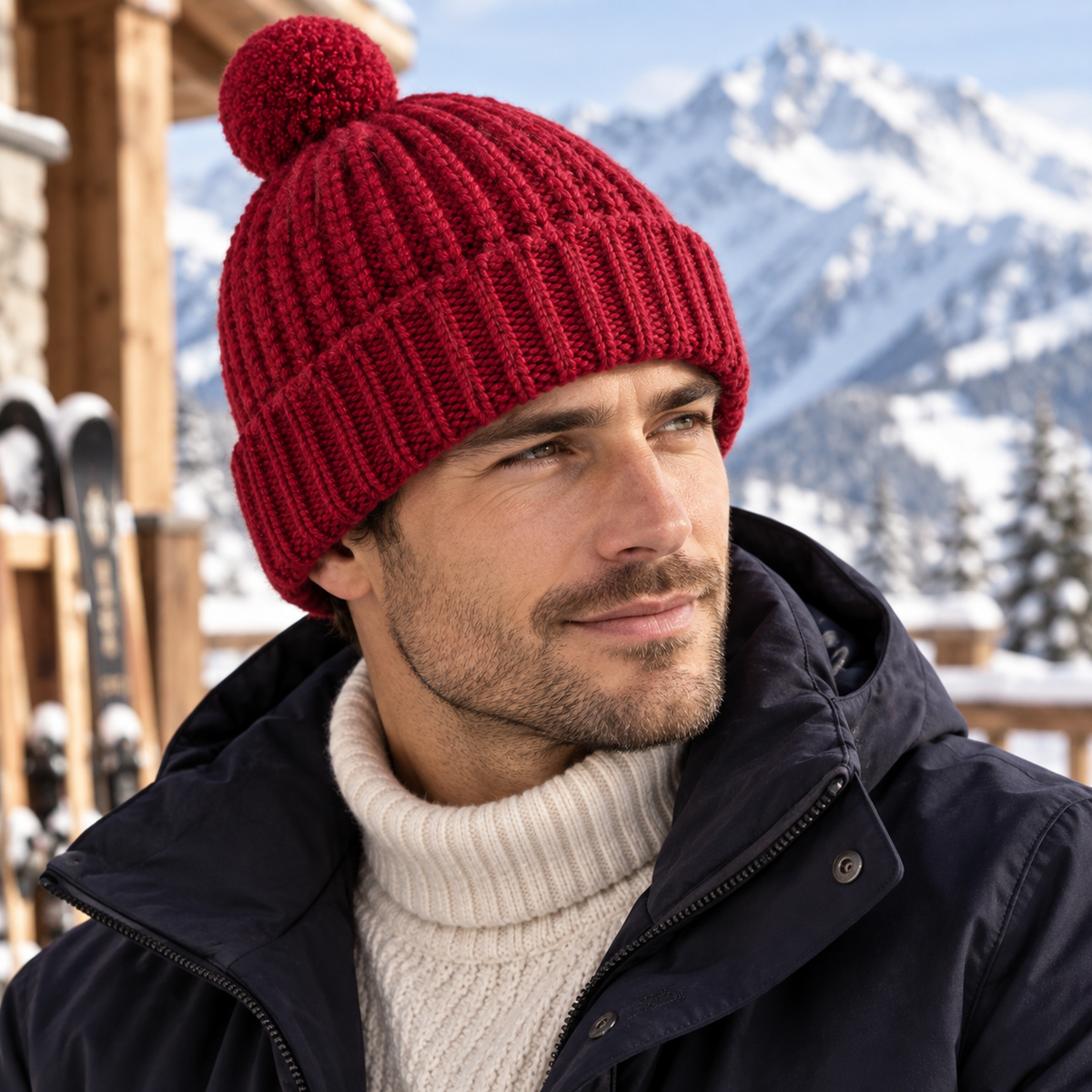 Hermes Red H 100% Cashmere Red Pompon Hat in Cote Angaise BNEW!