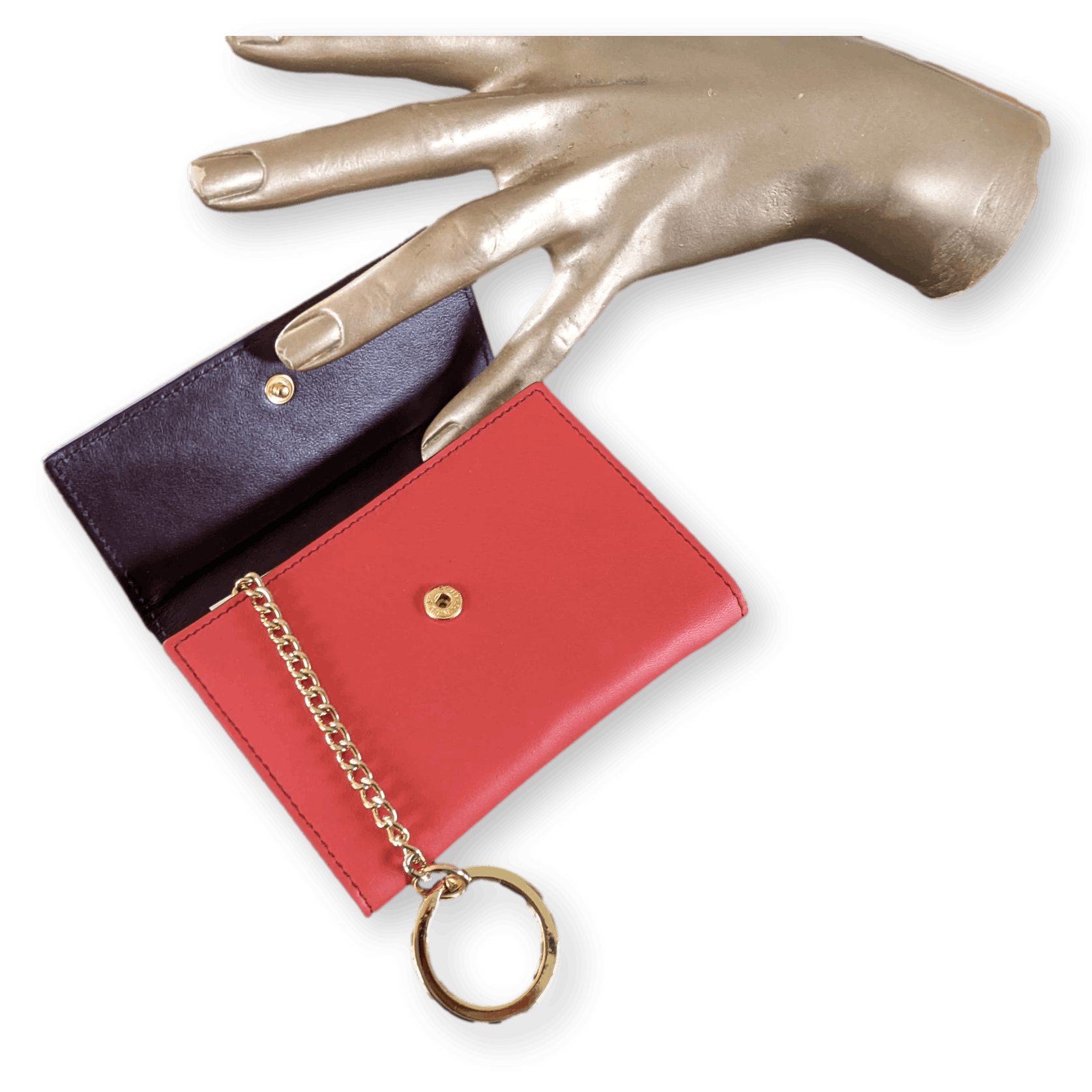 PATEK PHILIPPE Geneve PlumCoquelicot Leather Purse - Key Ring with Mirror