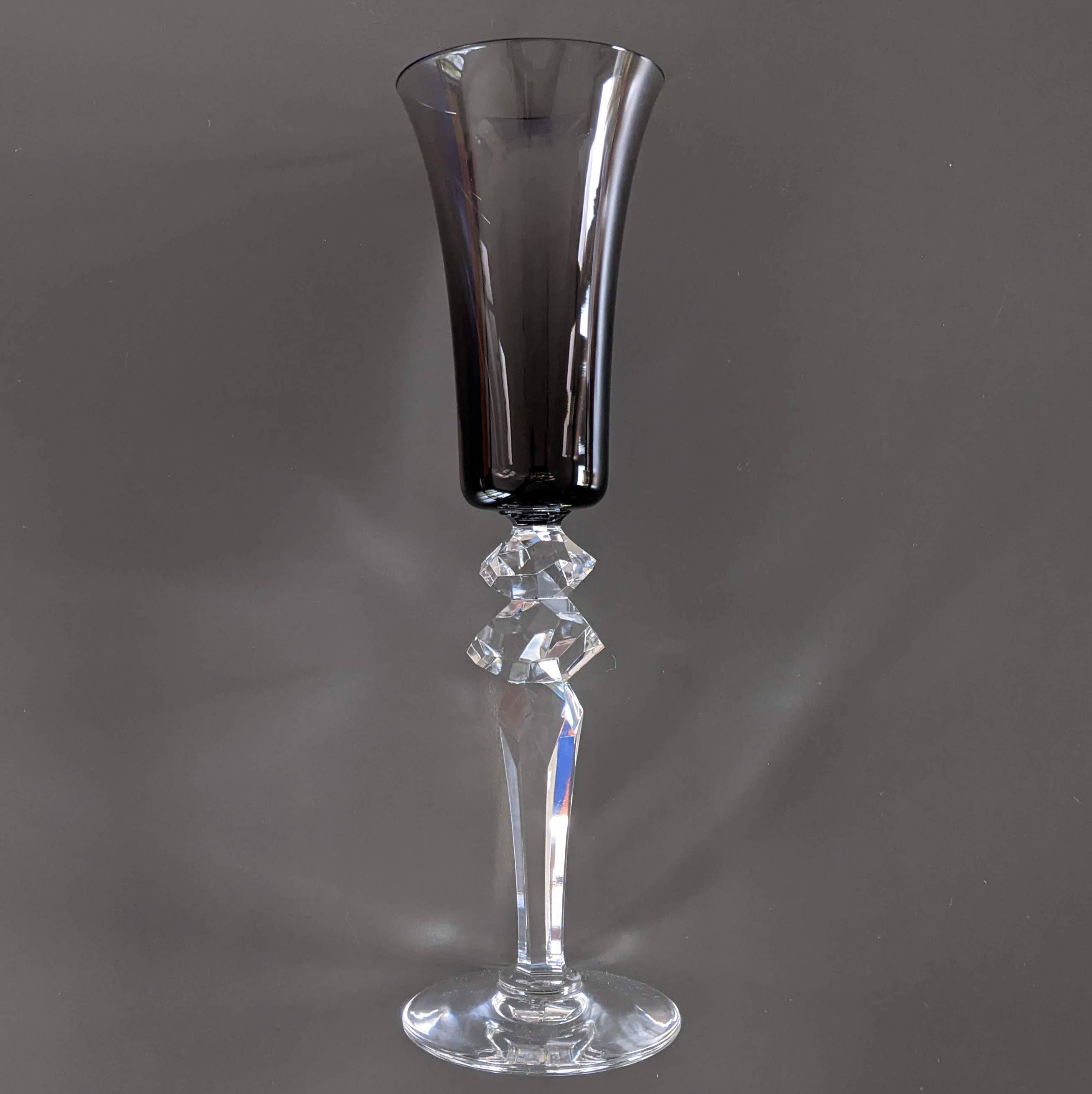 Saint Louis Extraordinary Set or 4 Champagne Flute "Excess" Cristal Glasses RARE, Box!