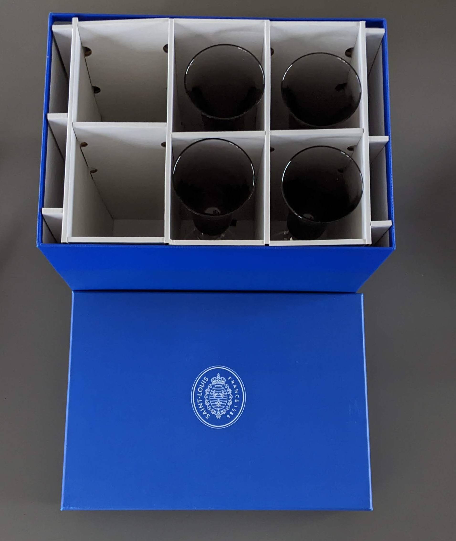 Saint Louis Extraordinary Set or 4 Champagne Flute "Excess" Cristal Glasses RARE, Box!