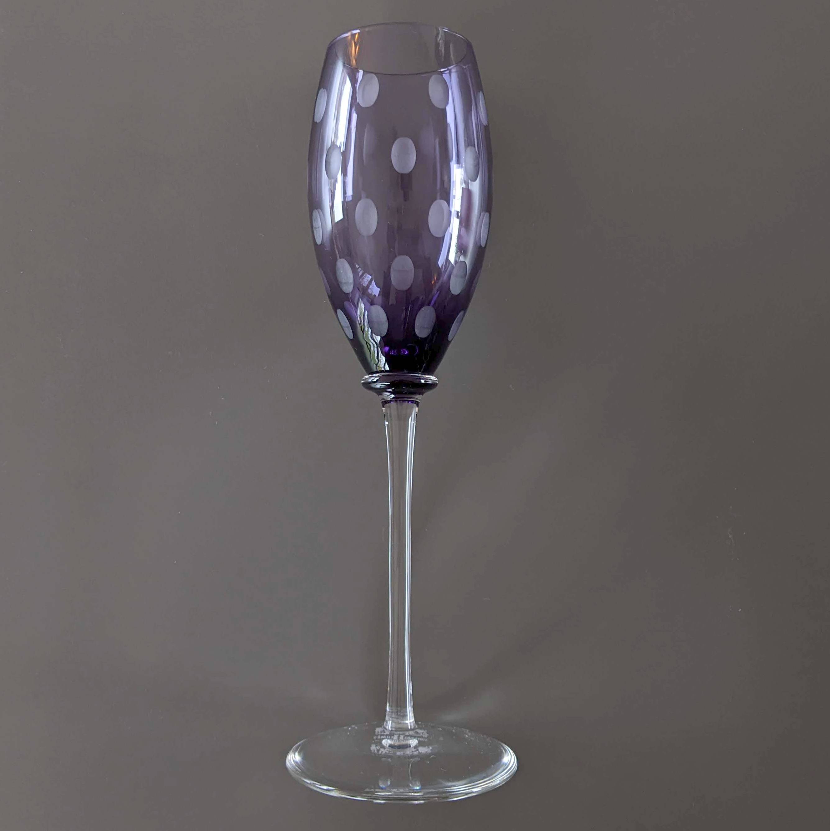 HERMES 2007 Purple Saint Louis Crystal "Fanfare" Champagne Flute 22 cm