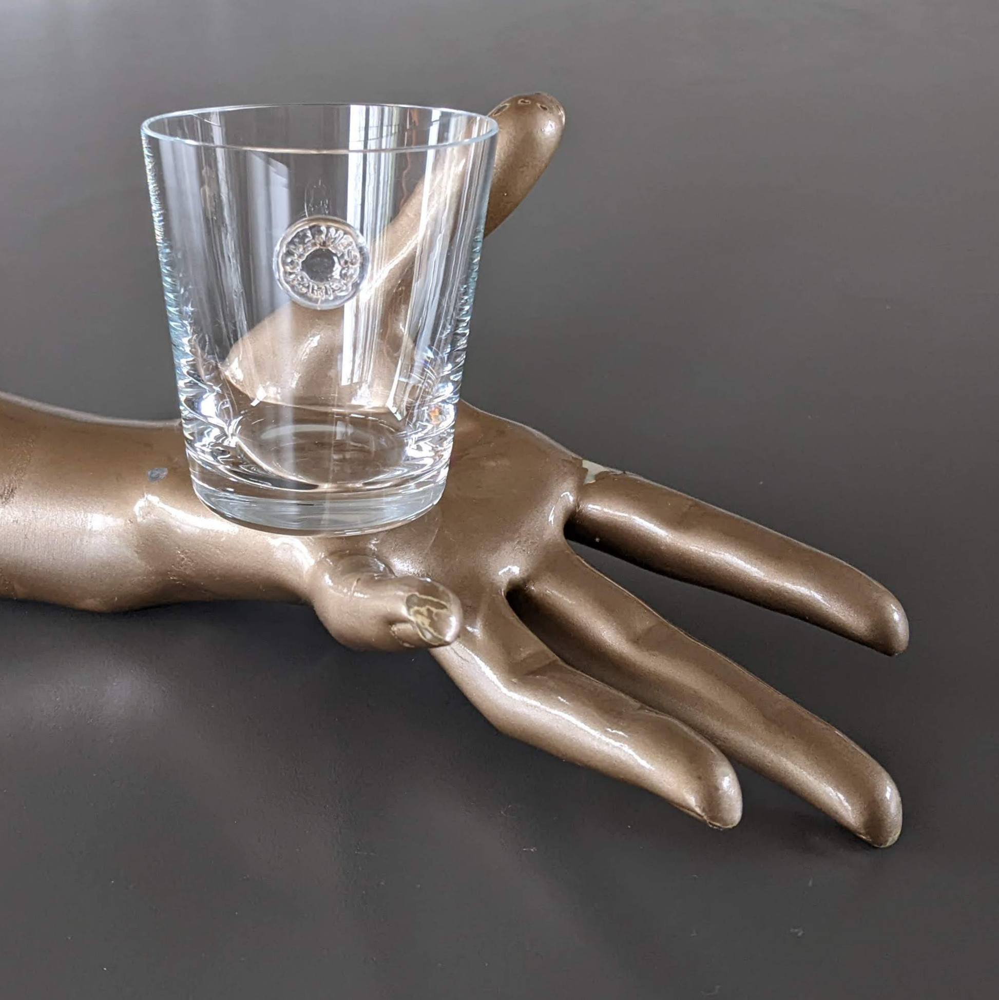 HERMES Clear Crystal "Clou de Selle " Tumbler Gobelet Verre, Pristine Condition!