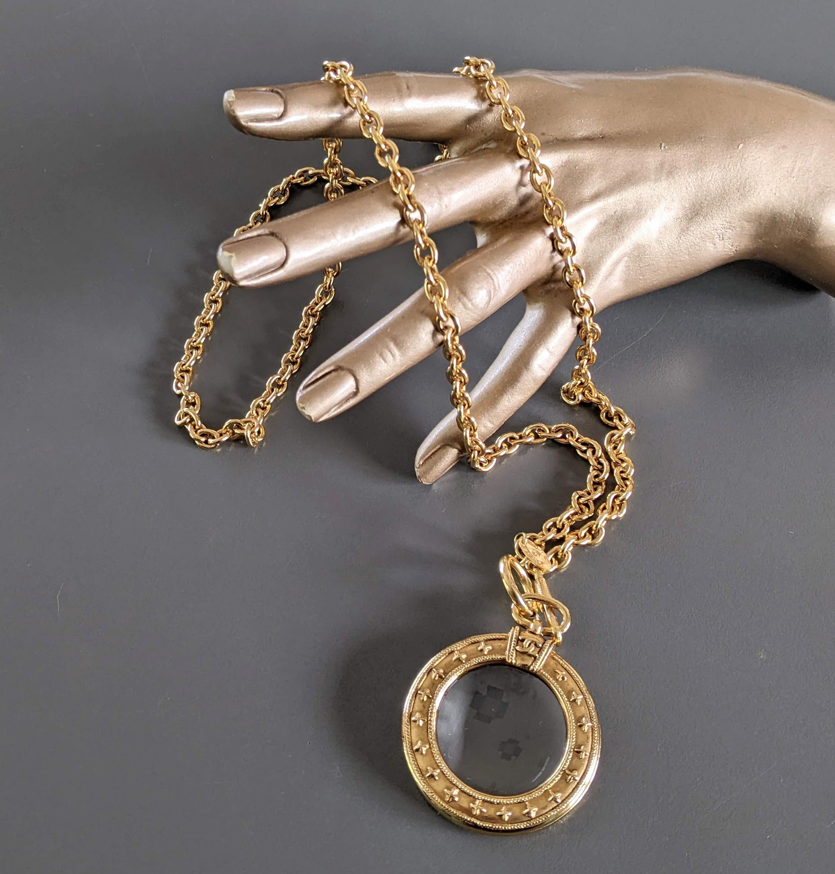 Hermes Gold Swift Leather/Palladium Pendant CURIOSITE Necklace Bnib! - poupishop