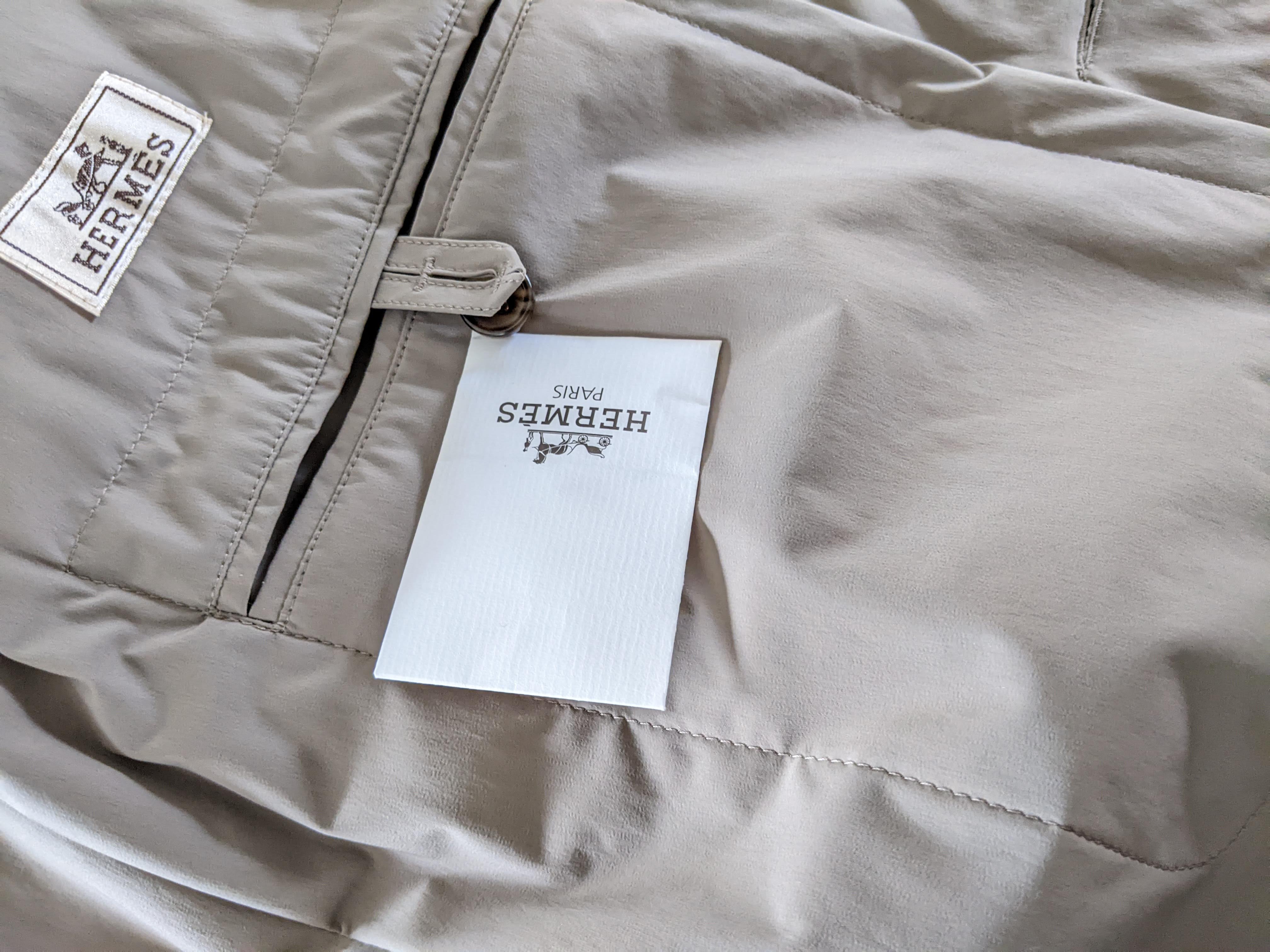 HERMES LIVERPOOL Toilovent Techinique Deperlente with Lambskin Detail Men's Impermeable Coat Sz54