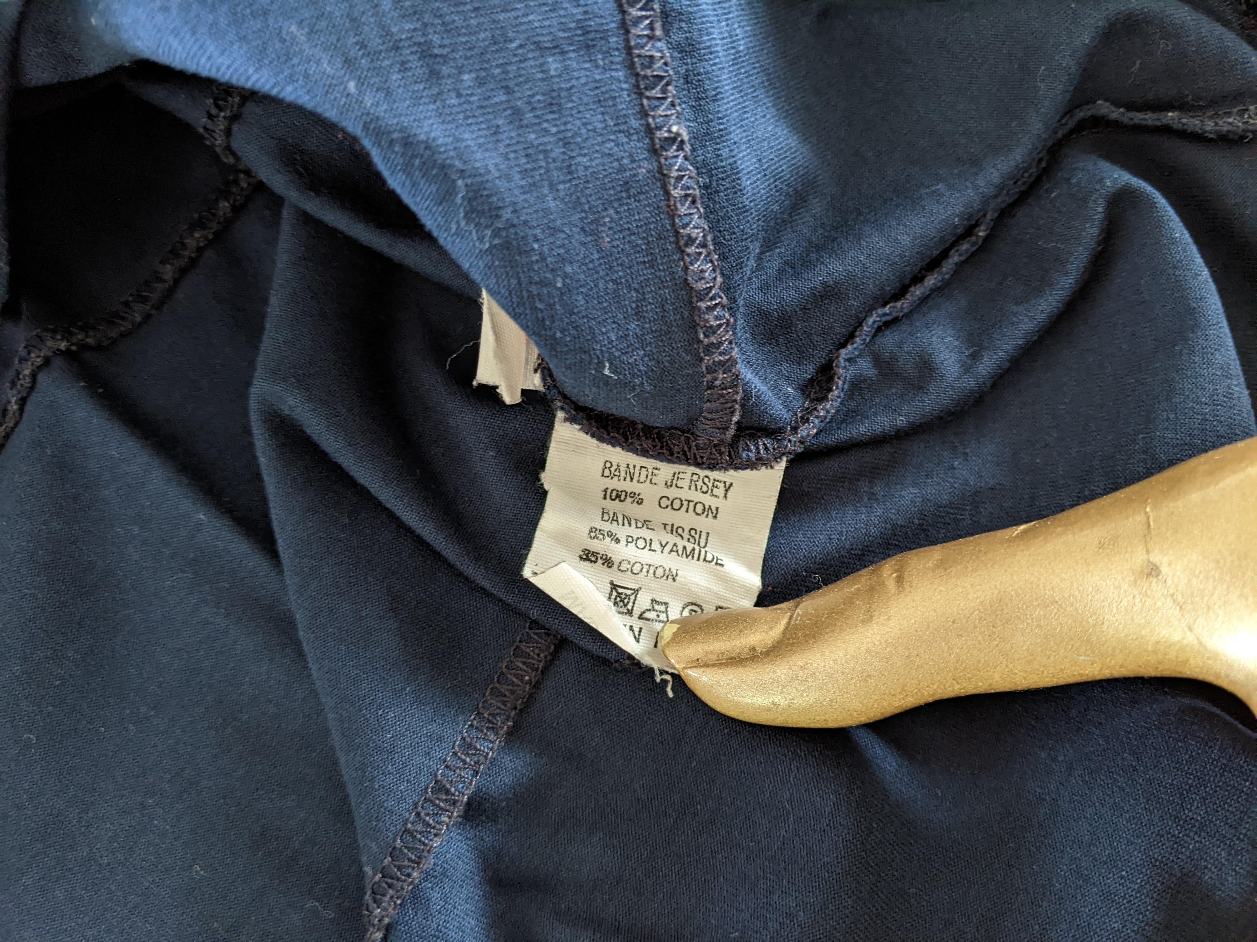 LANVIN Men's Navy Frayed Buttoned Polo Shirt, SzXXL