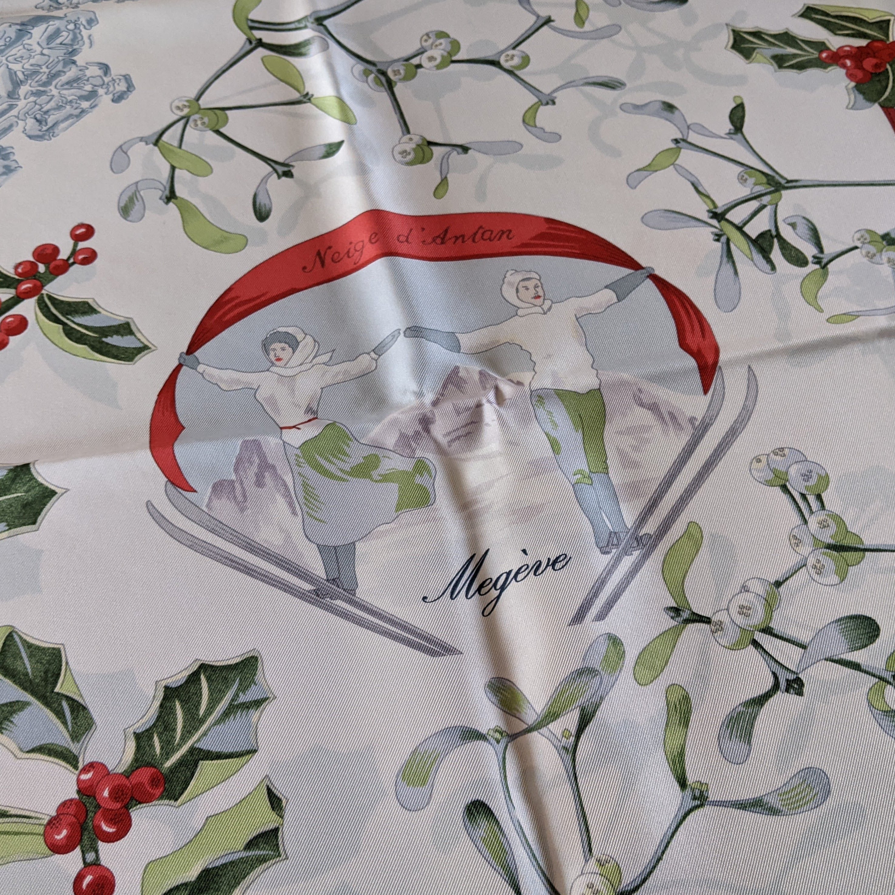 HERMES NEIGE D'ANTAN MEGEVE Specia Issue Twill Scarf 90 x 90 cm
