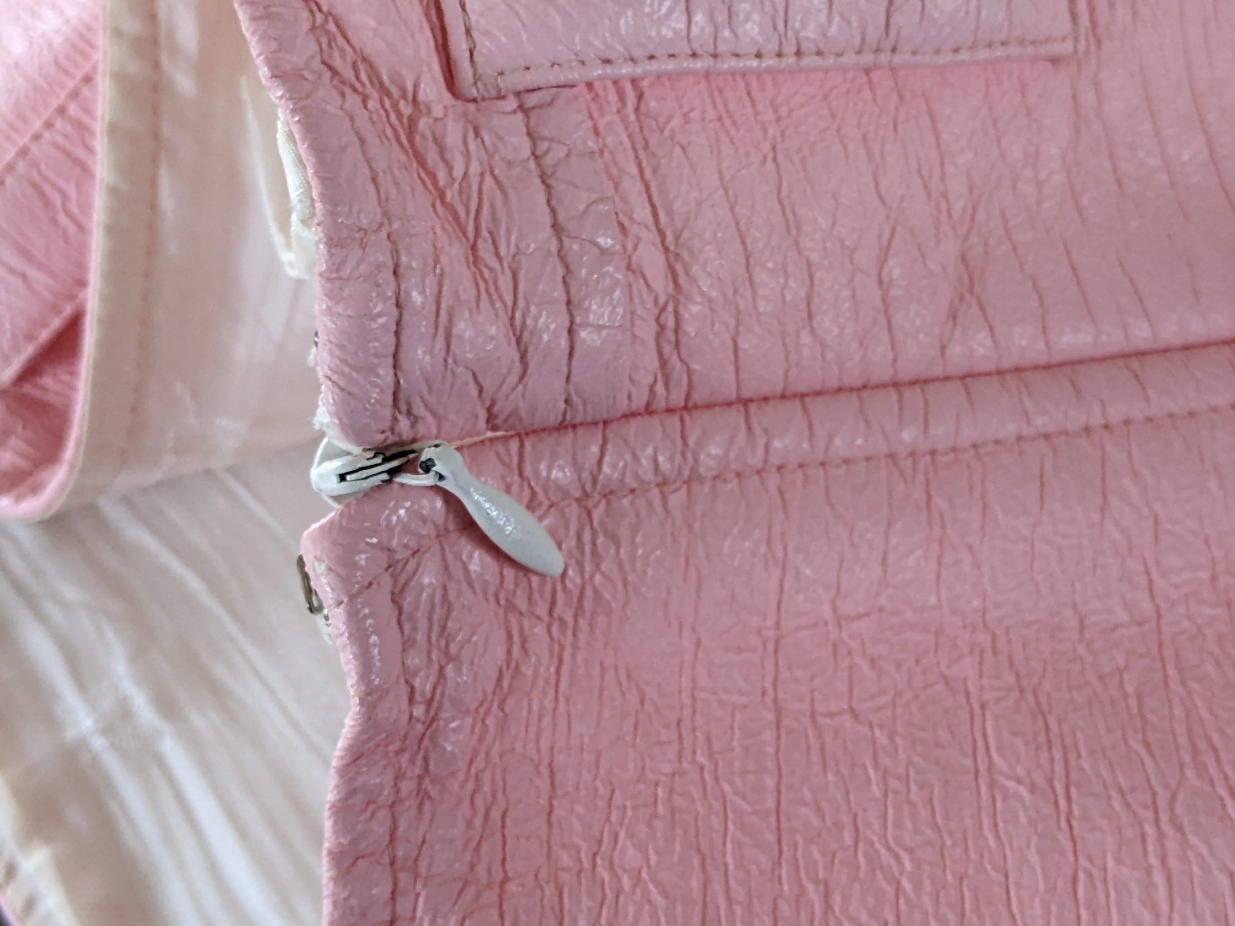 COURREGES Vintage Pink Tumbled vinyl Mini Jupe Size M