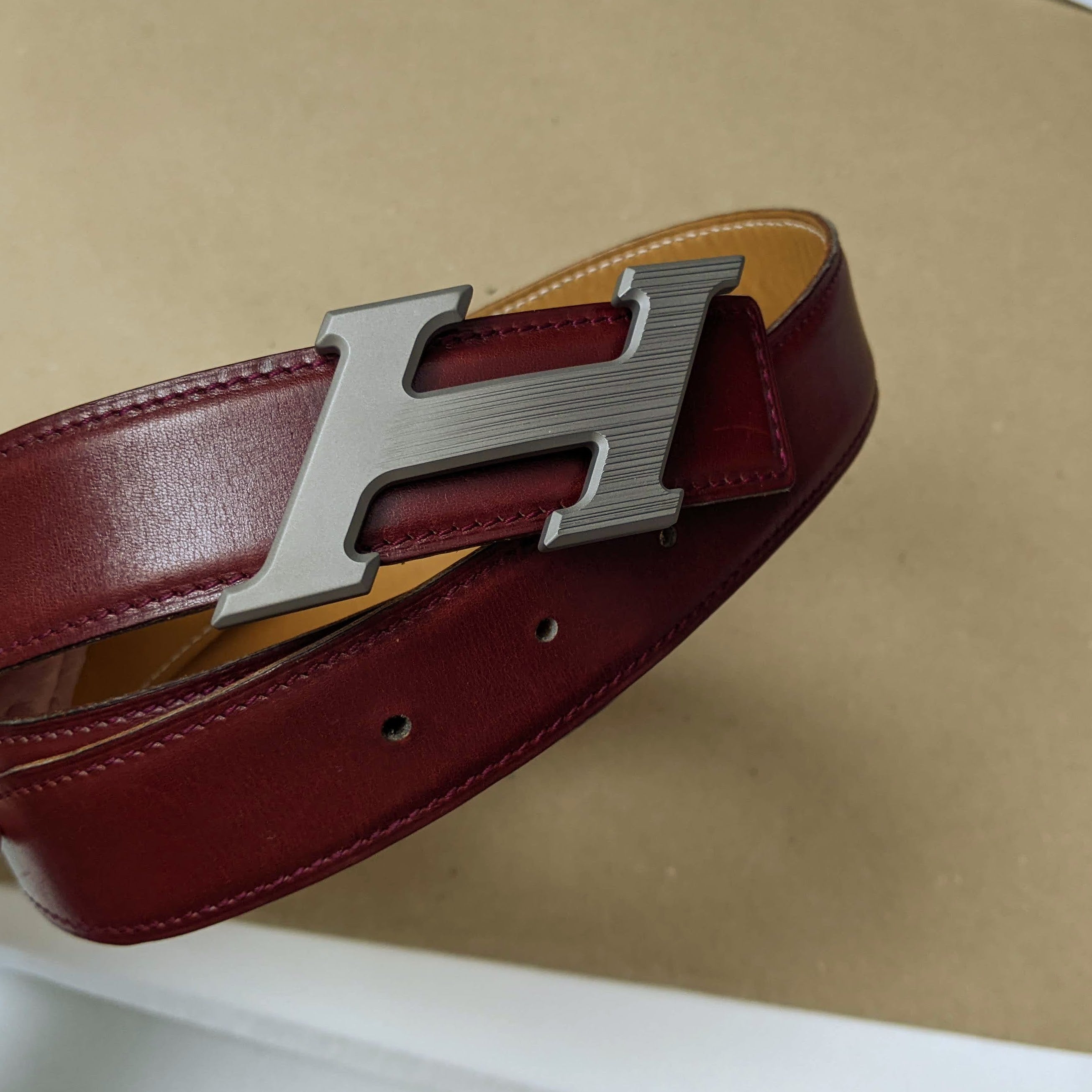 HERMES Grey Matt PVD "Speed H" Belt Buckle 32 mm, New with Pouch!