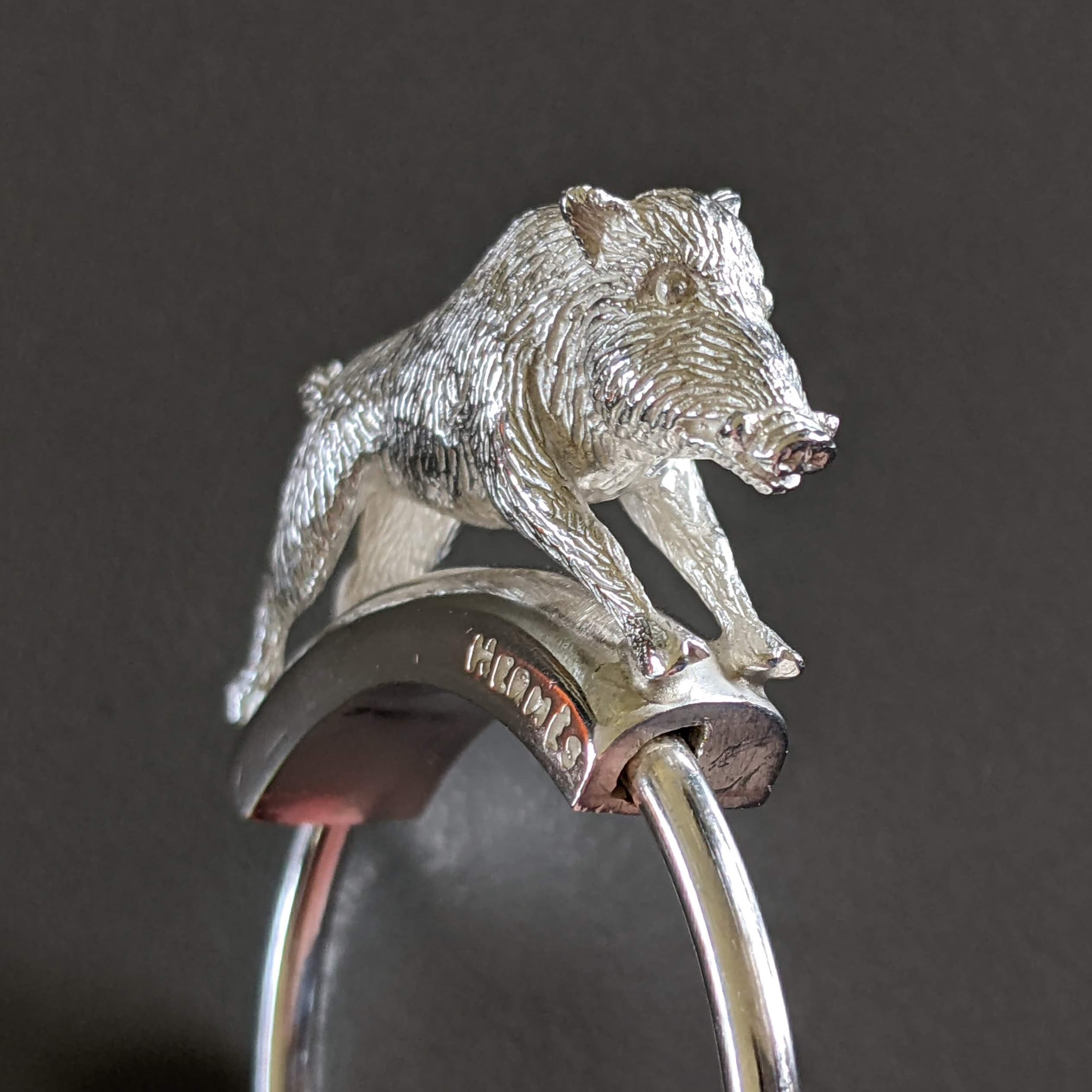 HERMES Vintage Wild Boar Key Ring, Rare!