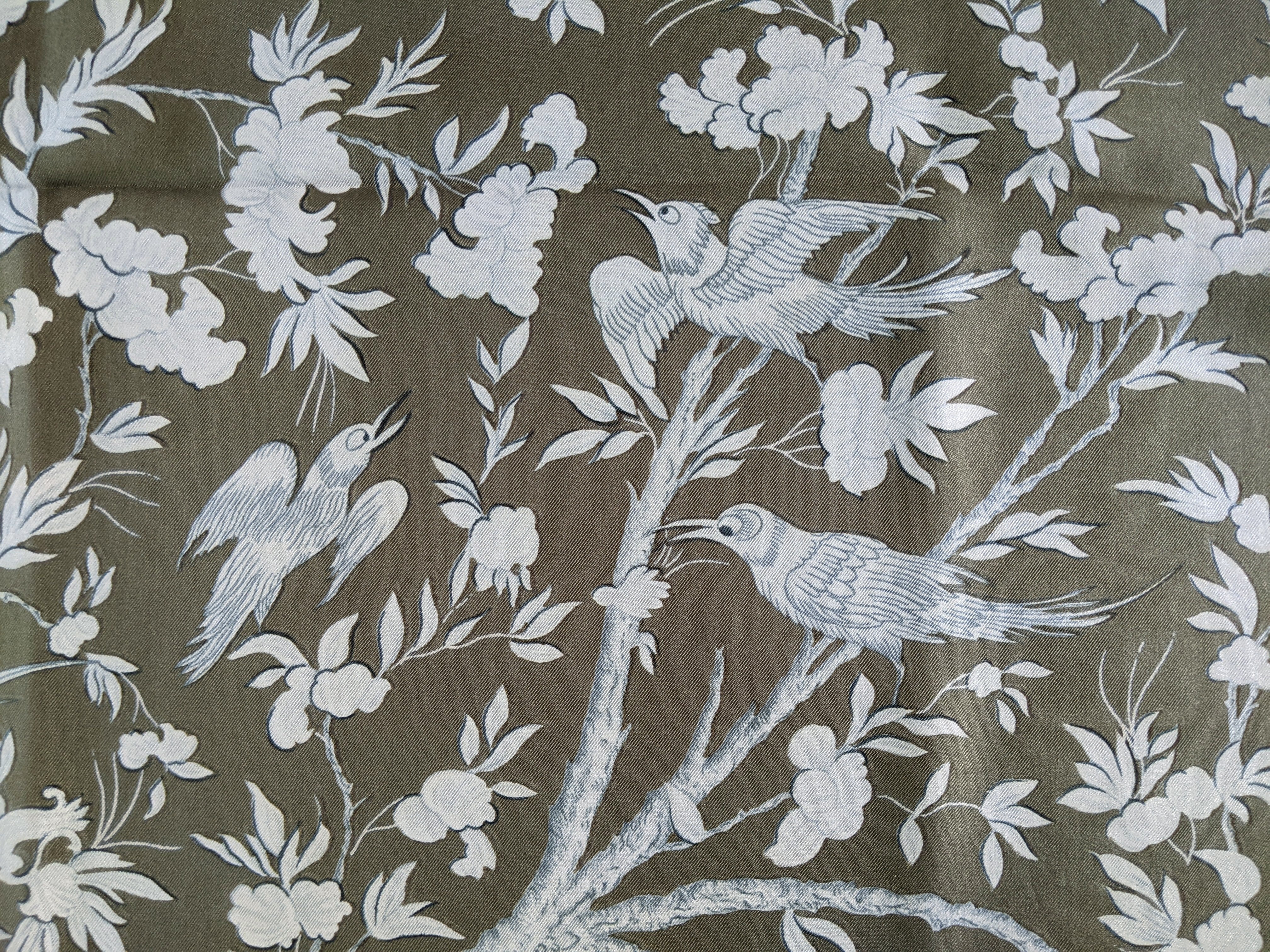 HERMES 1963 Vieille Chine by Mme La Torre Twill Silk Carre 90 x 90 cm