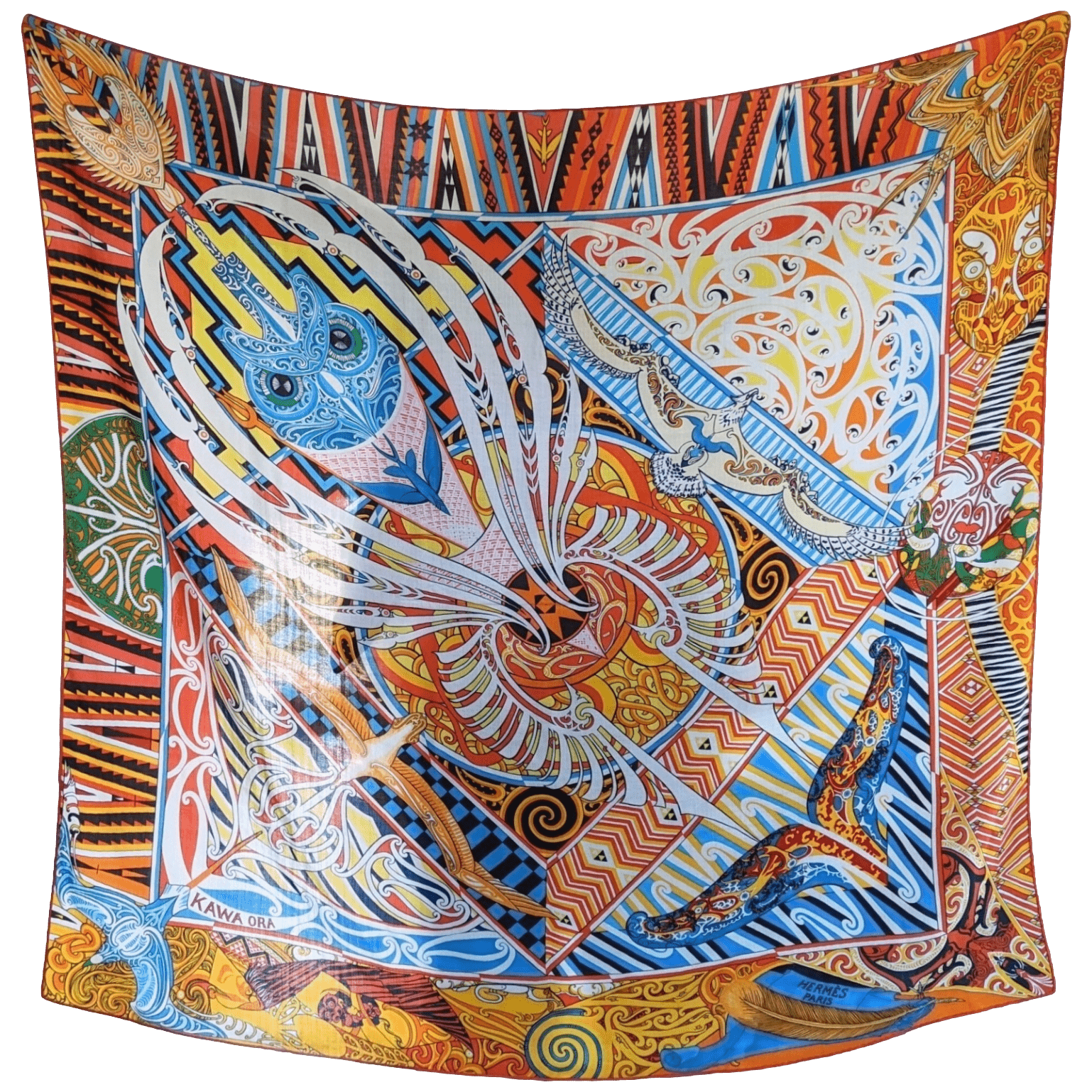 HERMES Kawa Ora by Te Rangitu Netana Cashmere Shawl 140 x 140 cm