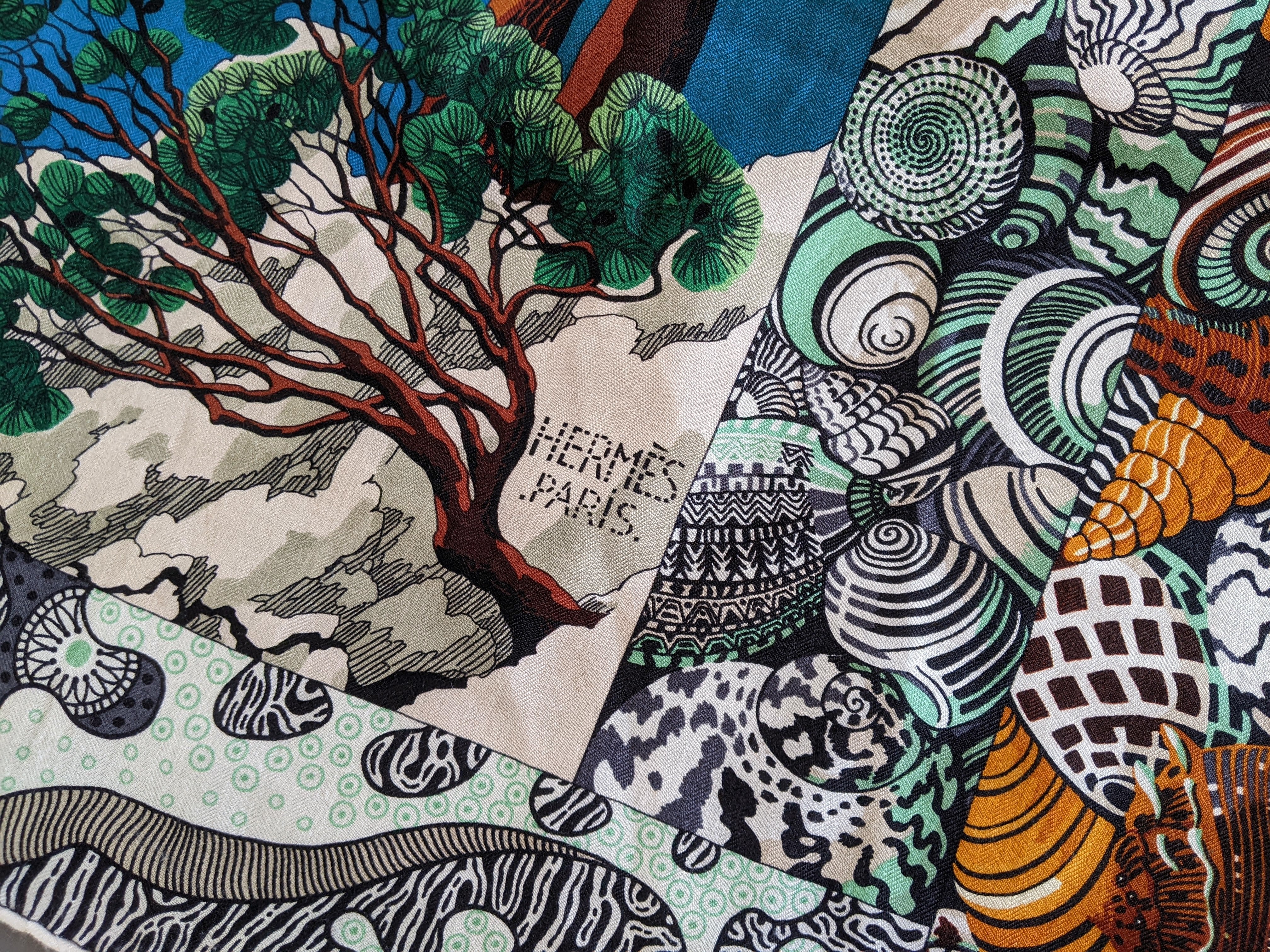 HERMES 2016 Sieste au Paradis by Aline Honore Cashmere Shawl 140 x 140 cm