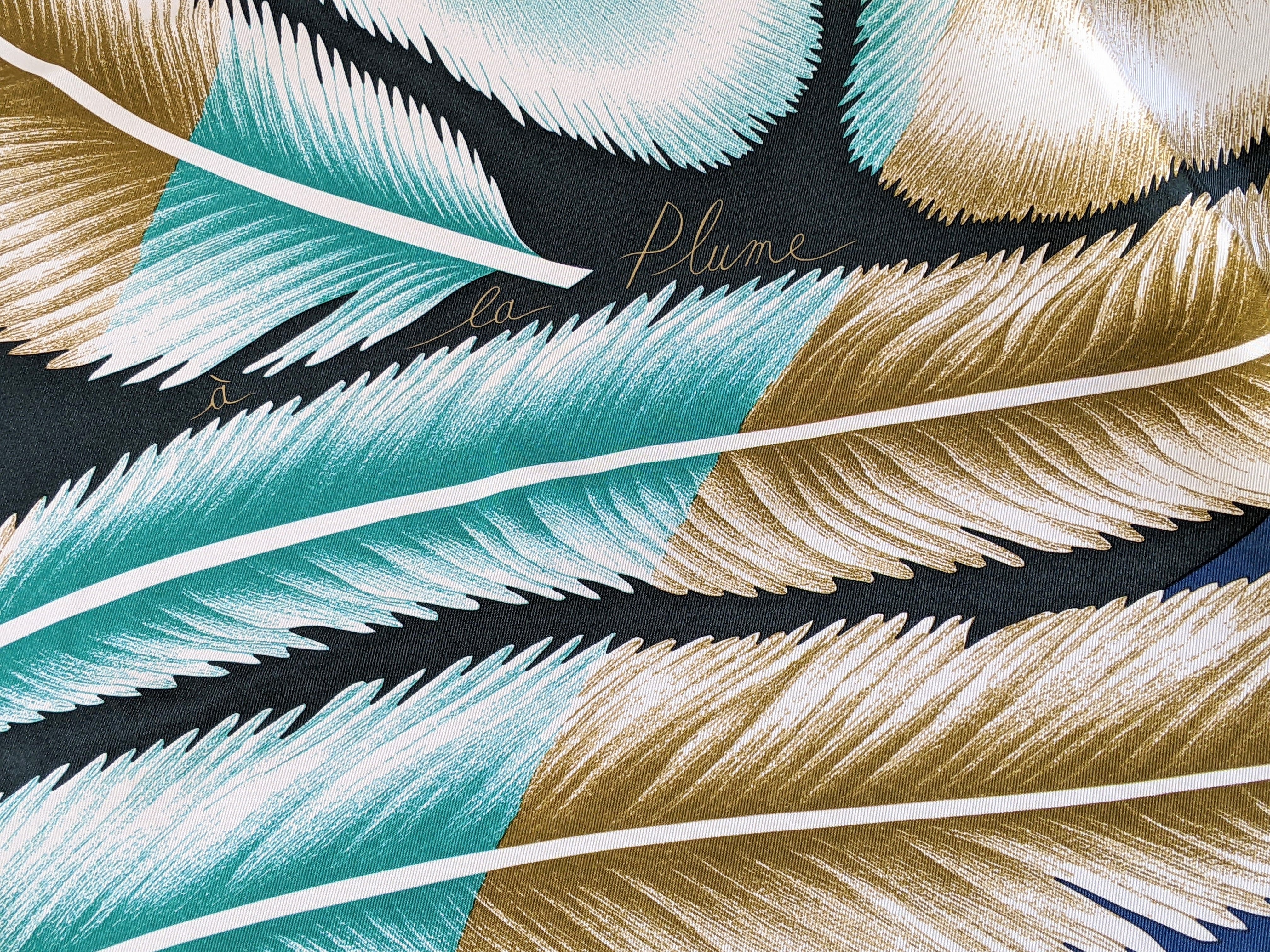 HERMES A la Plume Florence Manlik Silk Twill Shawl 140