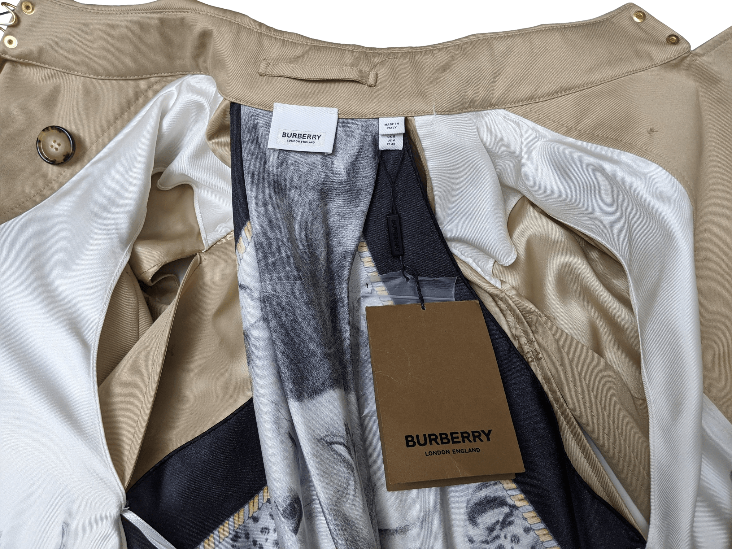 BURBERRY ANIMALIA Printed Twill Trench Coat Sz36