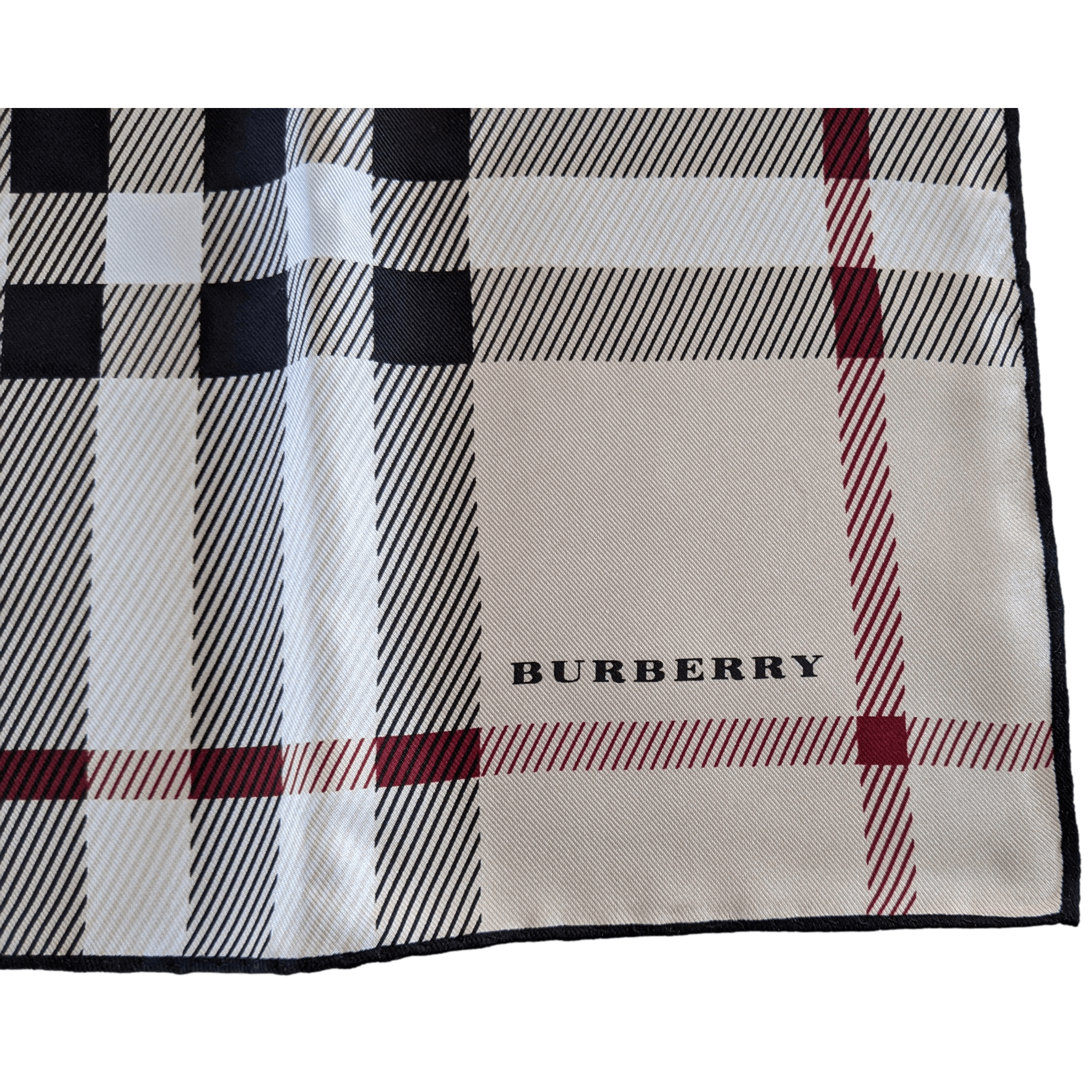 BURBERRY Beige Tartan Classic Silk Gavroche Pocket scarf 45 x 45 cm
