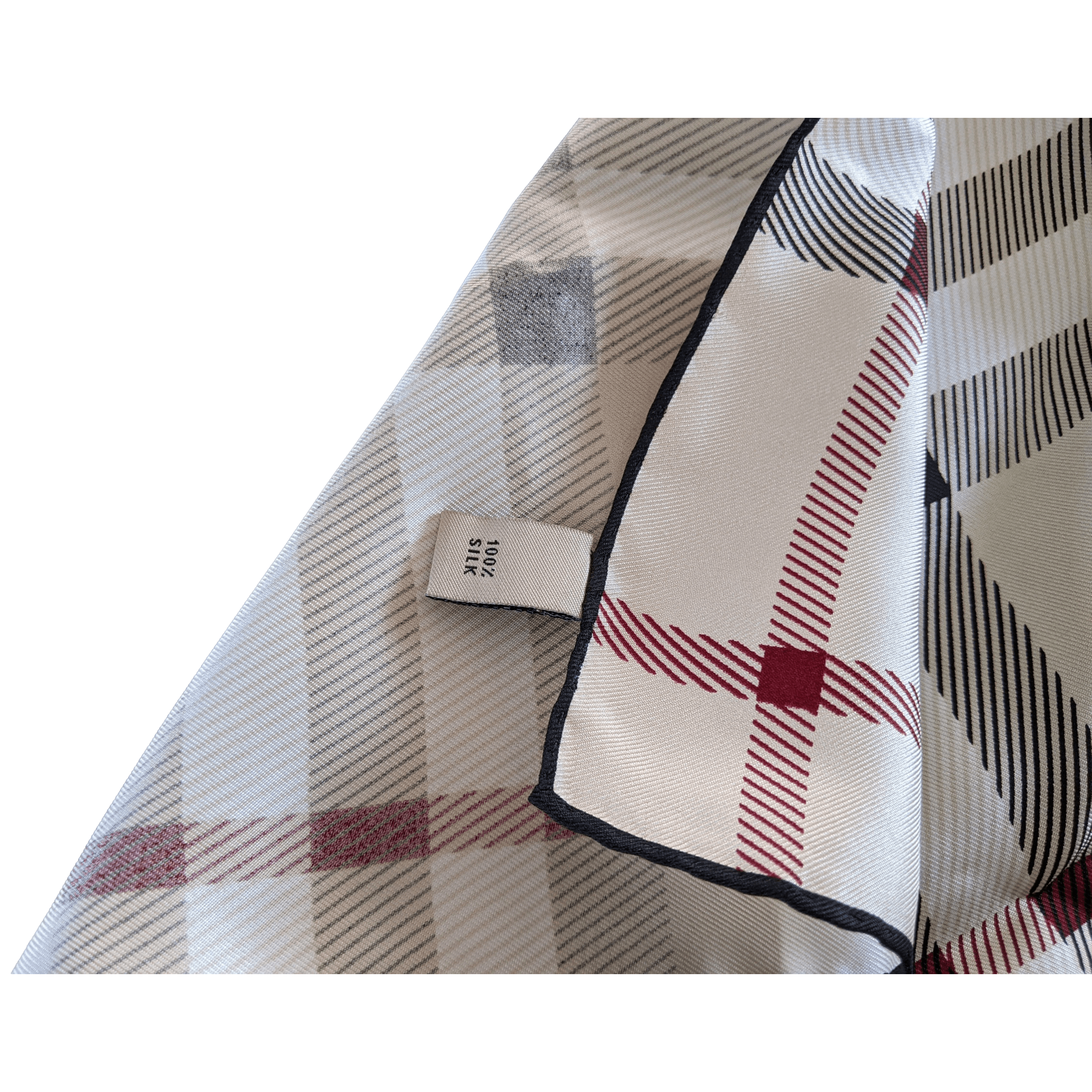 BURBERRY Beige Tartan Classic Silk Gavroche Pocket scarf 45 x 45 cm