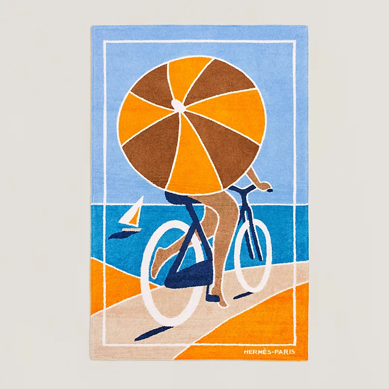 HERMES La Route des Plages Terry Beach Towel 90 x 150 cm, new!
