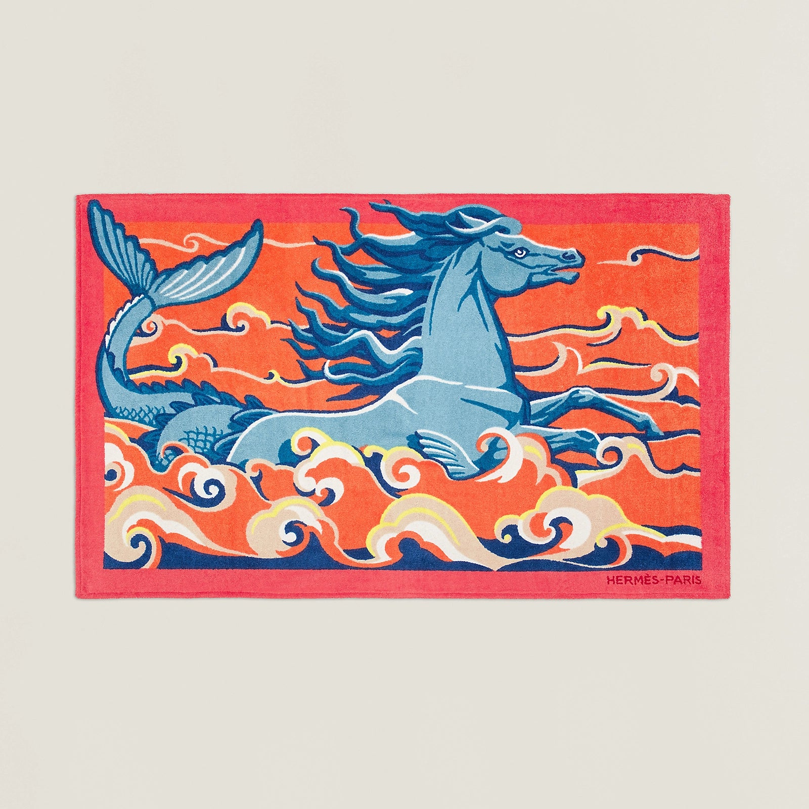 HERMES Cheval Marin Tapis de Plage Terry Beach Towel 90 x 150 cm, New!