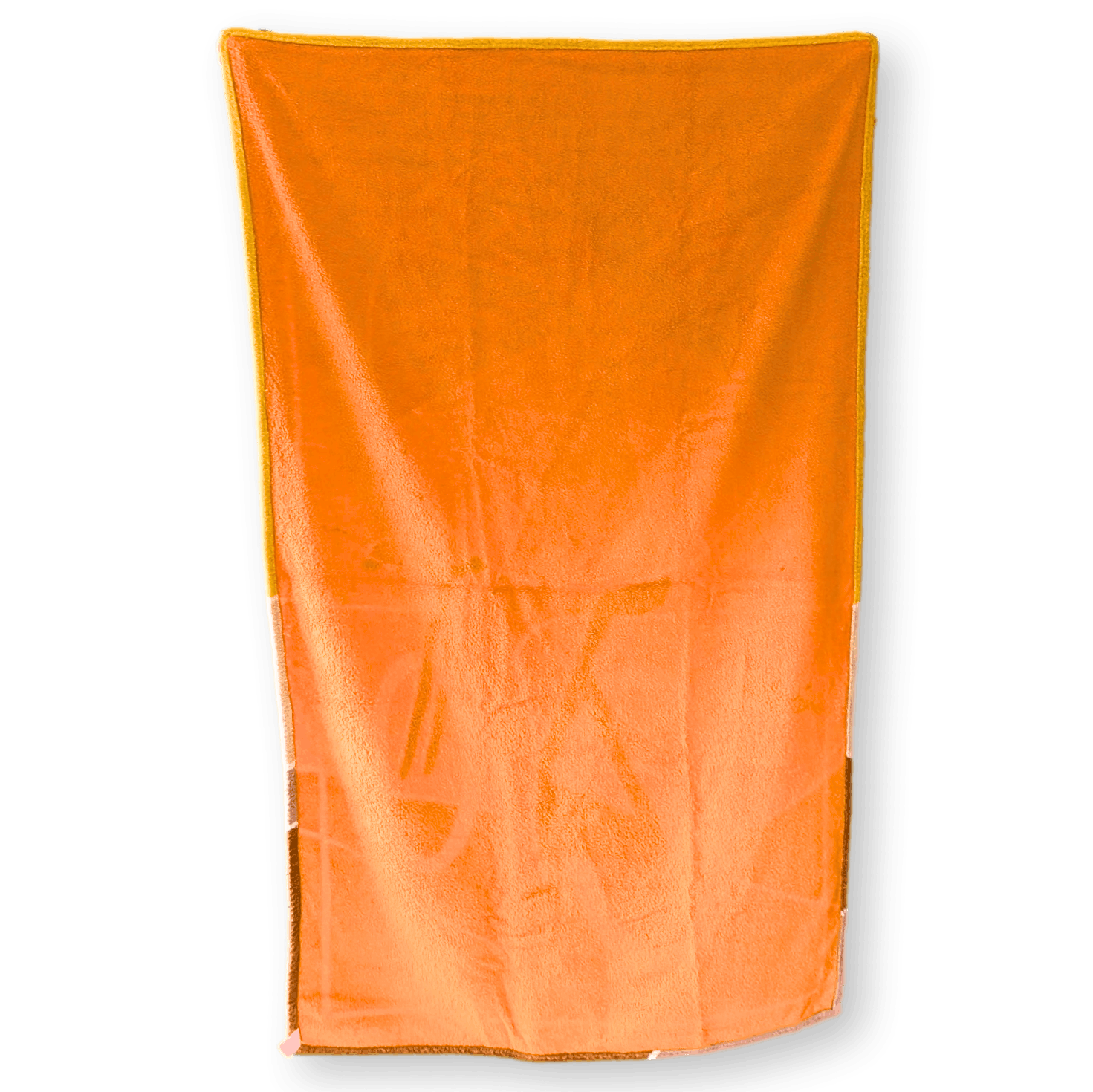 HERMES La Route des Plages Beach Towel GM 90 x 150 cm Mustard Orange Pink Cotton Terry Pristine