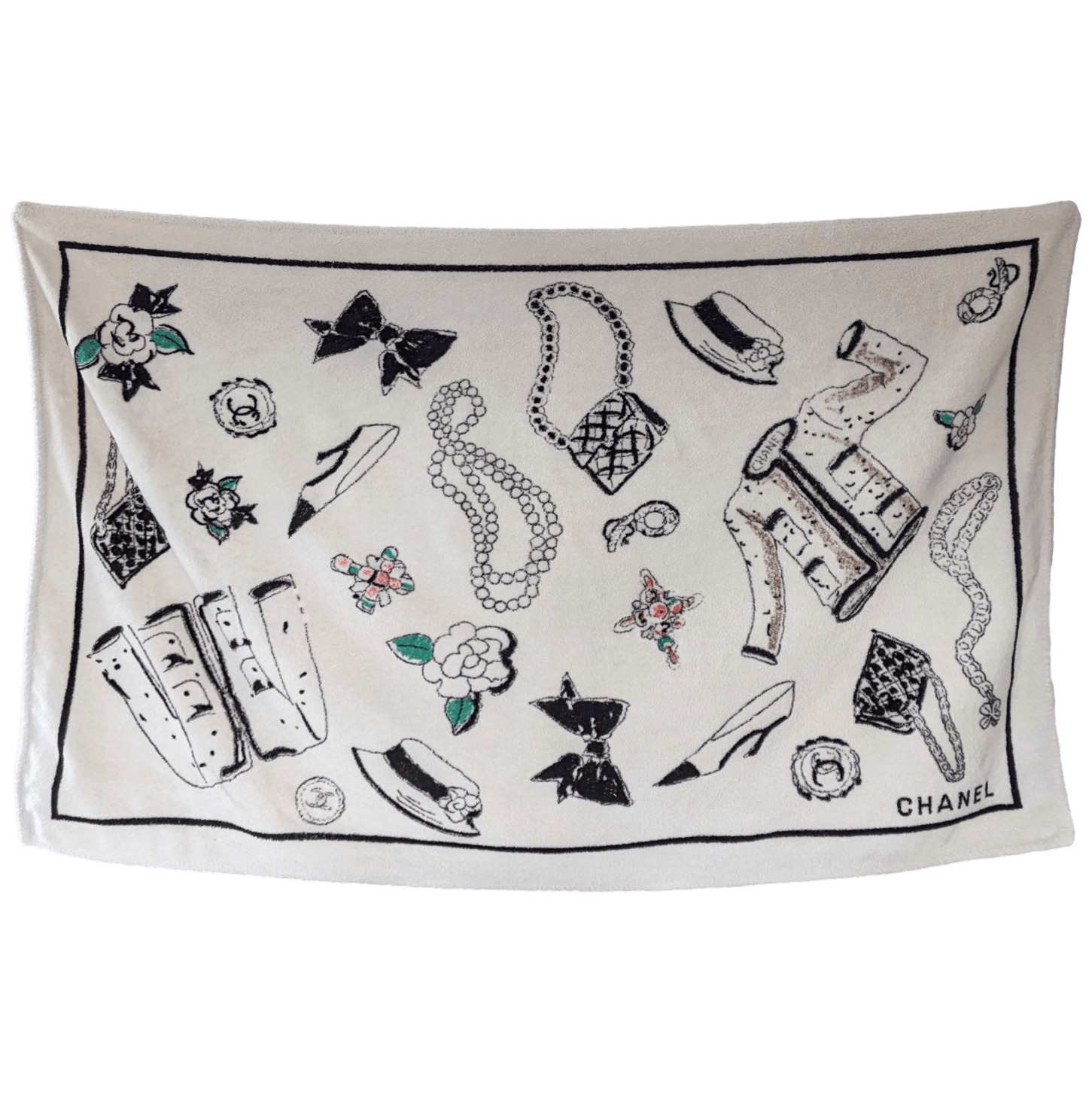 CHANEL 1994 Accessories Terry Cotton Beach Towel 100 x 190 cm