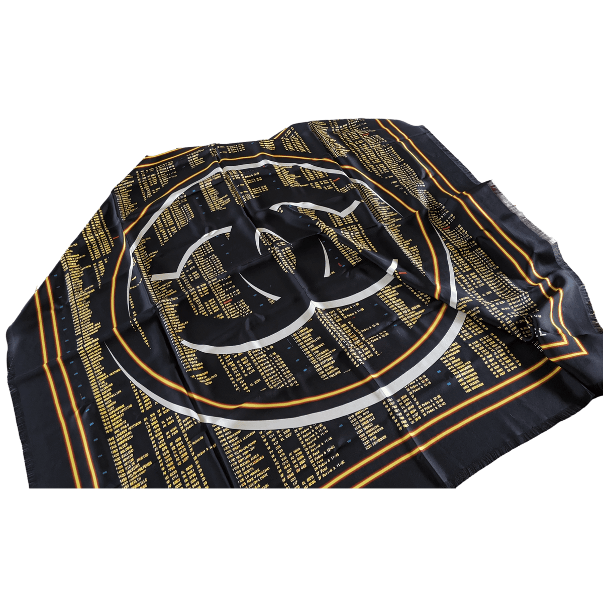 CHANEL Black Airport by Lagerfeld Special Issue Twill Silk Shawl 140