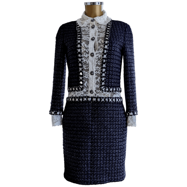 CHANEL METIERS D'ART PARIS - ROME 16A Tweed Lace Dress FR36