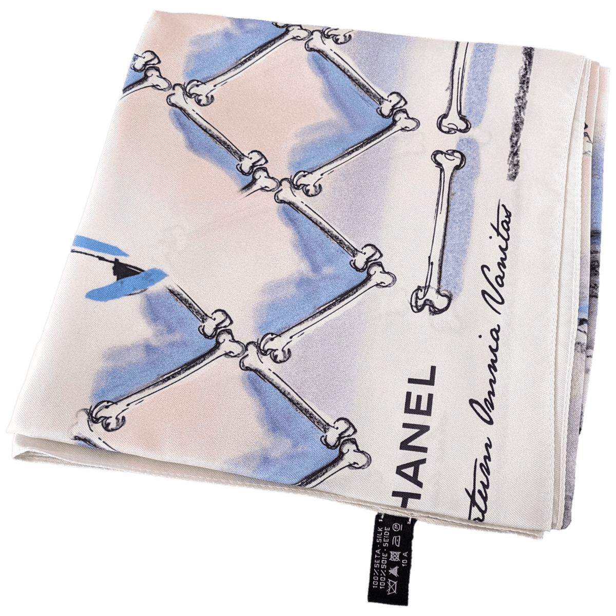 CHANEL 2009 Limited Edt 1000 Ex. Musee Maillol VANITIES Skull by Karl Lagerfeld Silk Scarf 90x 90 cm
