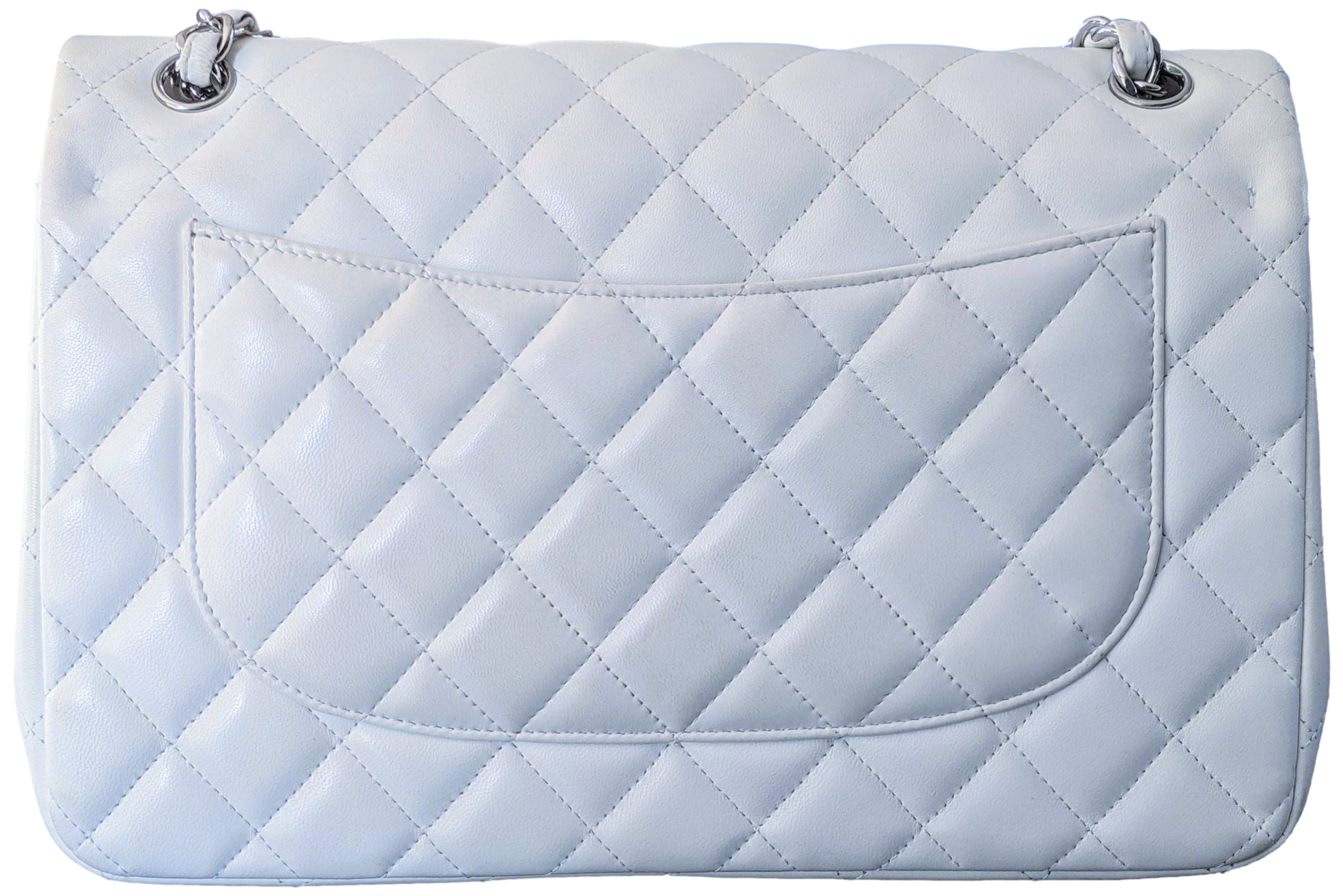 CHANEL TIMELESS CLASSIQUE JUMBO White Shoulder Bag PHW