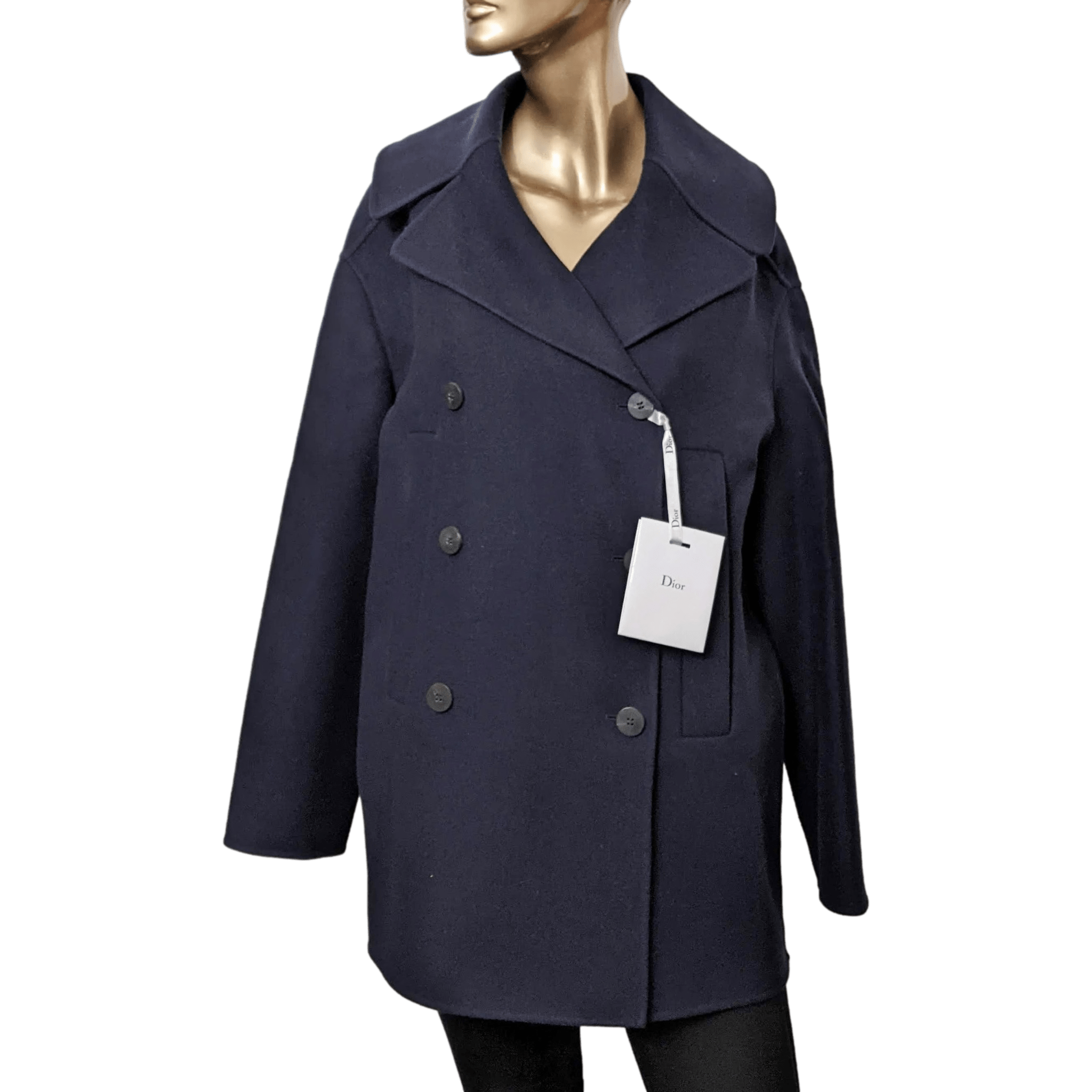 CHRISTIAN DIOR CABAN Pea Coat Jacket in 100% Navy Cashmere Sz36