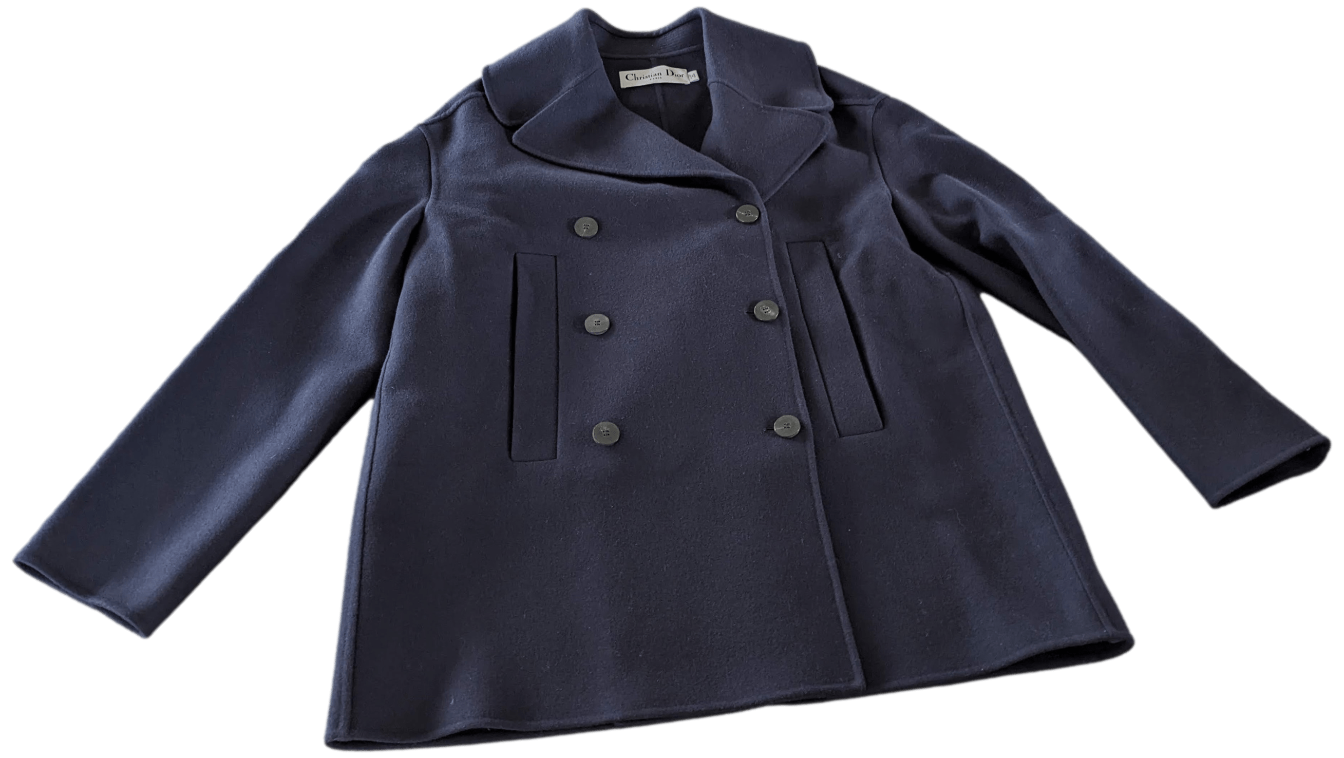 CHRISTIAN DIOR CABAN Pea Coat Jacket in 100% Navy Cashmere Sz36