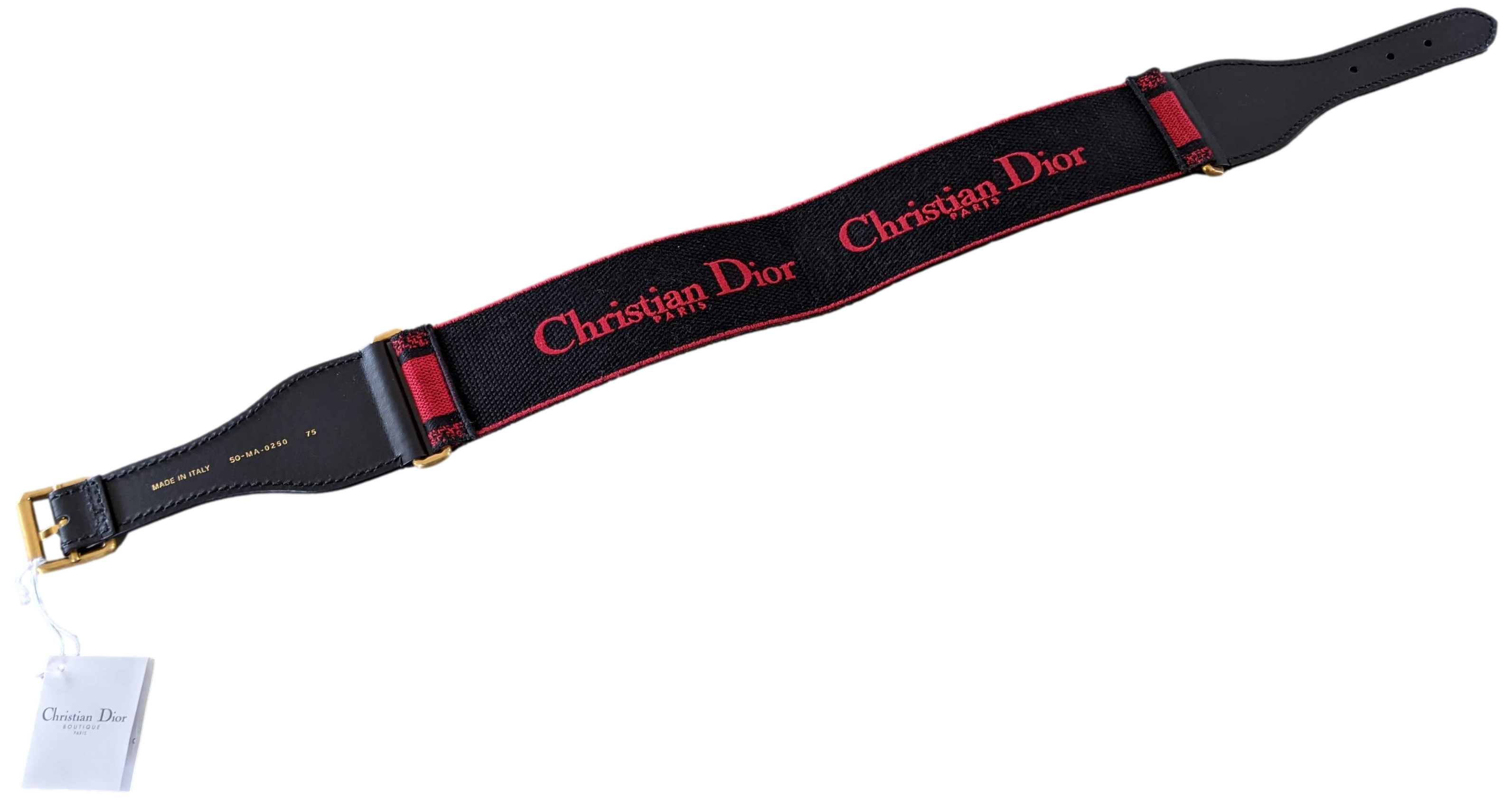 CHRISTIAN DIOR Large Canvas Belt Sz75