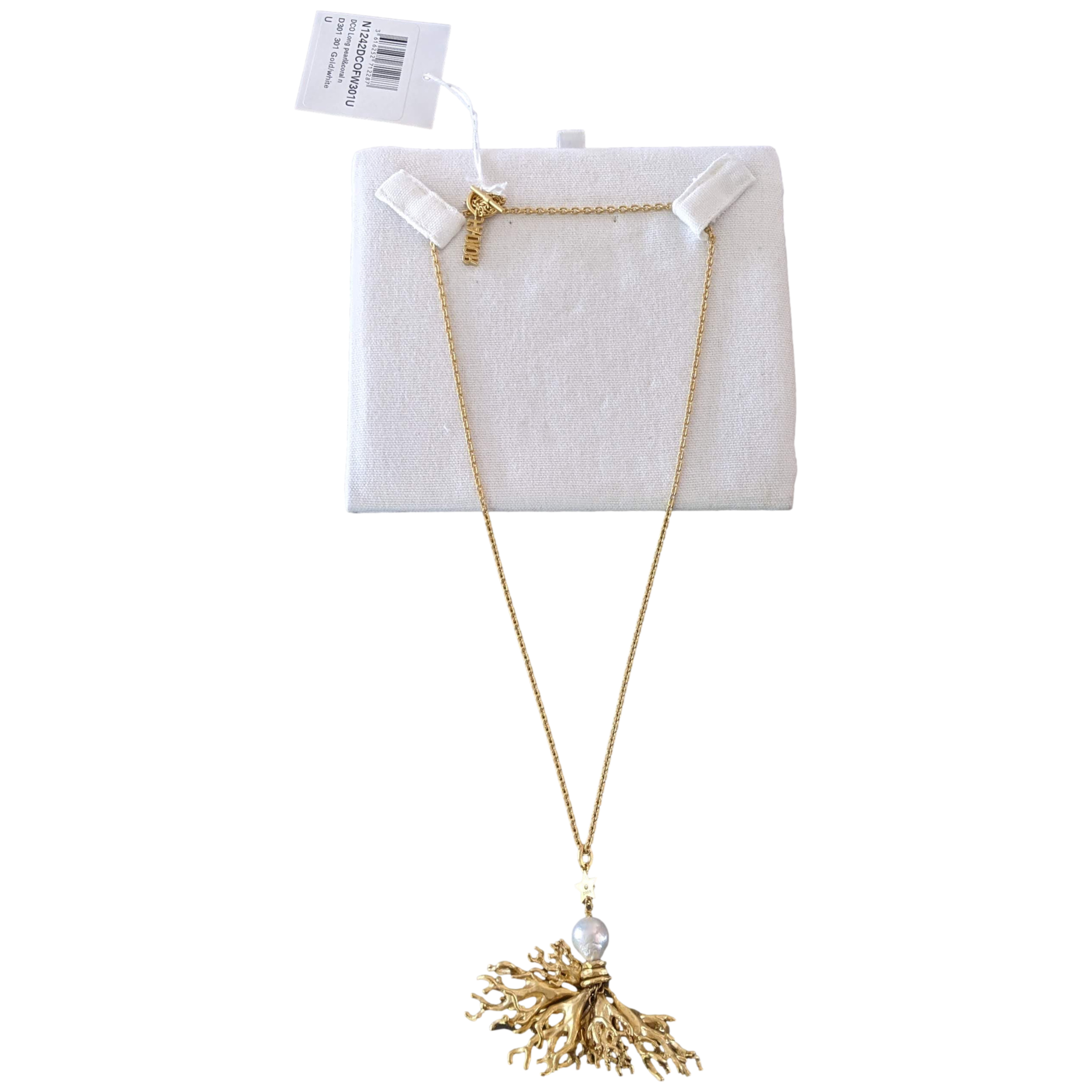 CHRISTIAN DIOR Long Pearl & Coral Necklace