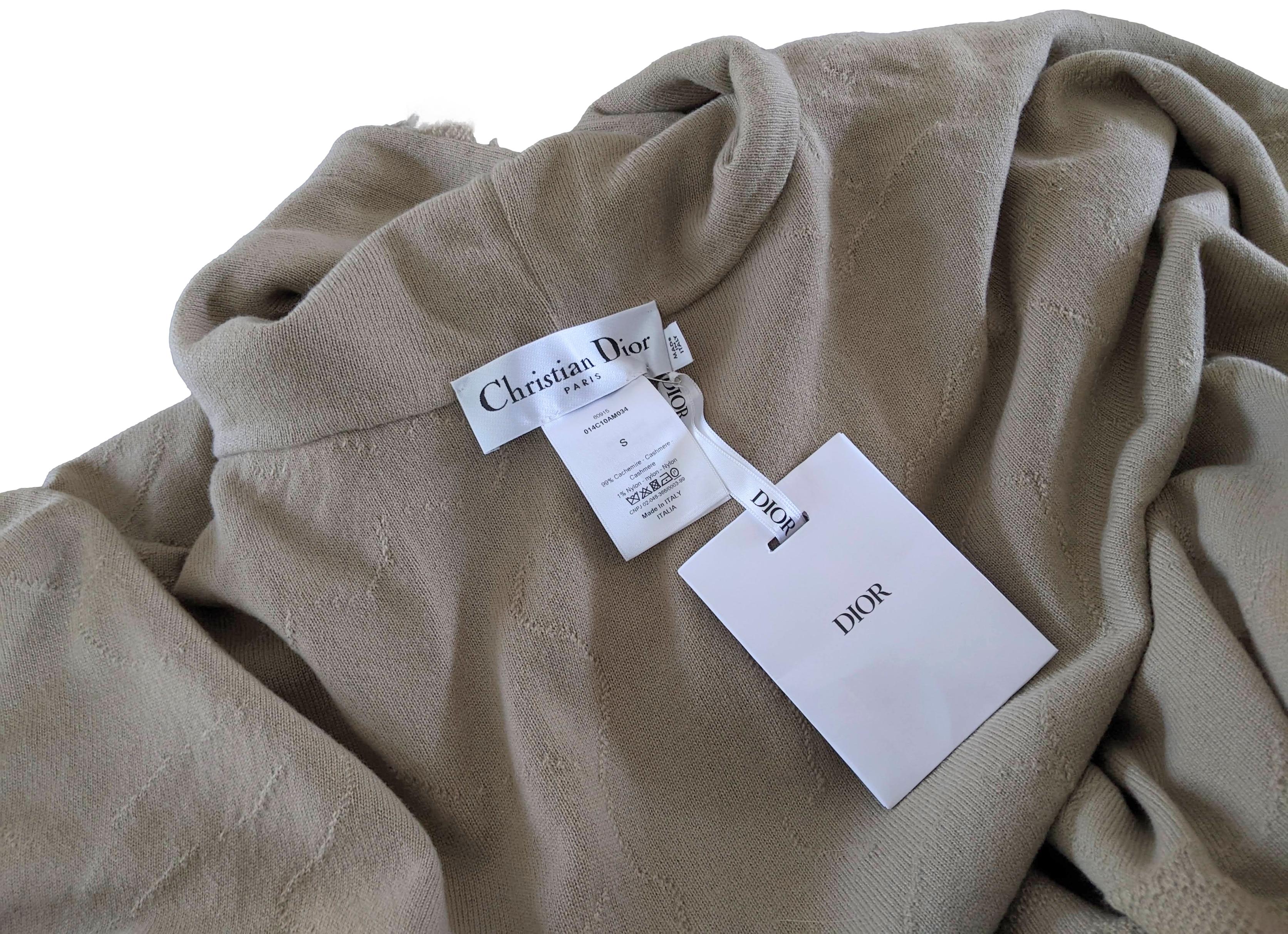 CHRISTIAN DIOR PONCHO 99% Fringed Cashmere SzS