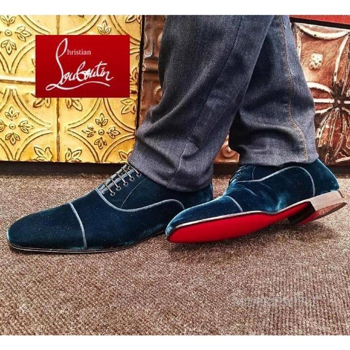 Christian Louboutin Greggo Orlato Flats Calf/Jean Men Shoes, NIB! - poupishop
