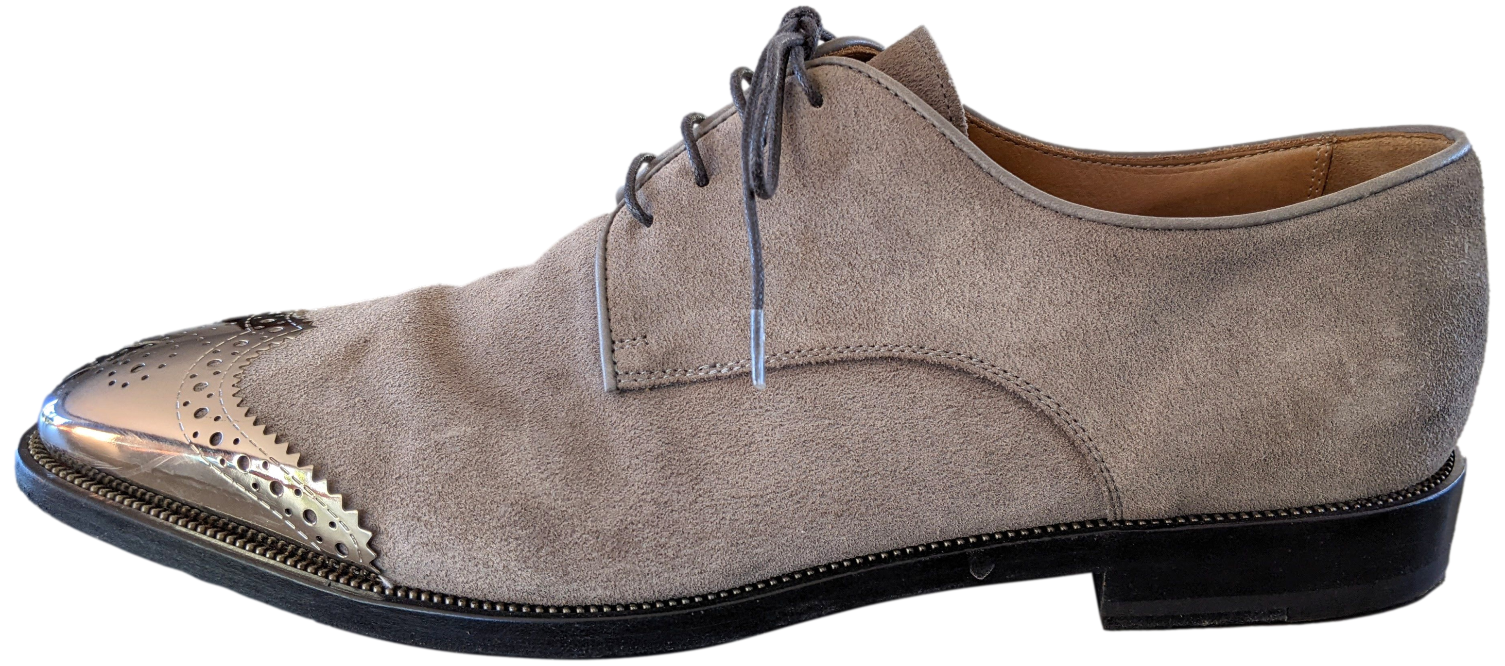 Christian Louboutin Classic Gey Suede with Metal Toe Men Shoes Sz44