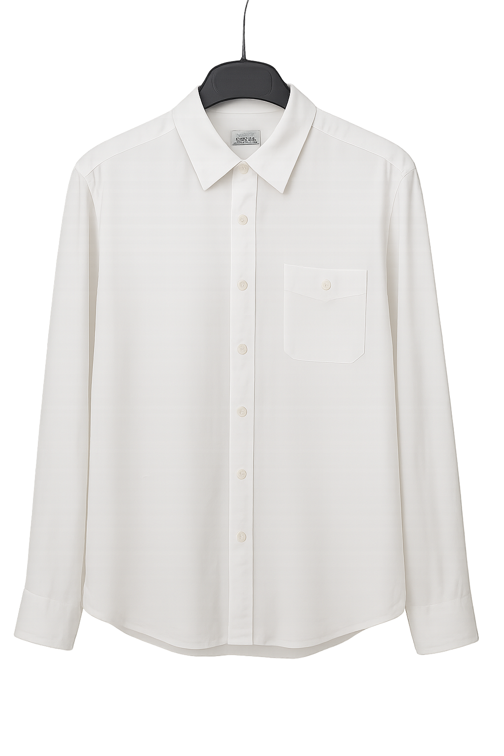 HERMES White Linen Men's Long Sleeves Shirt, Sz44- poupishop