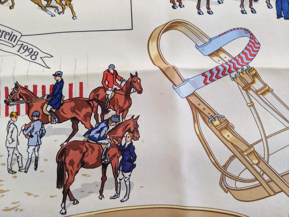Hermes 1998 Special Issue 100 Jahre Aachen- Laurensberger Rennverein CONCOURS HIPPIQUE by Lamotte Twill 90, RARE in Box!