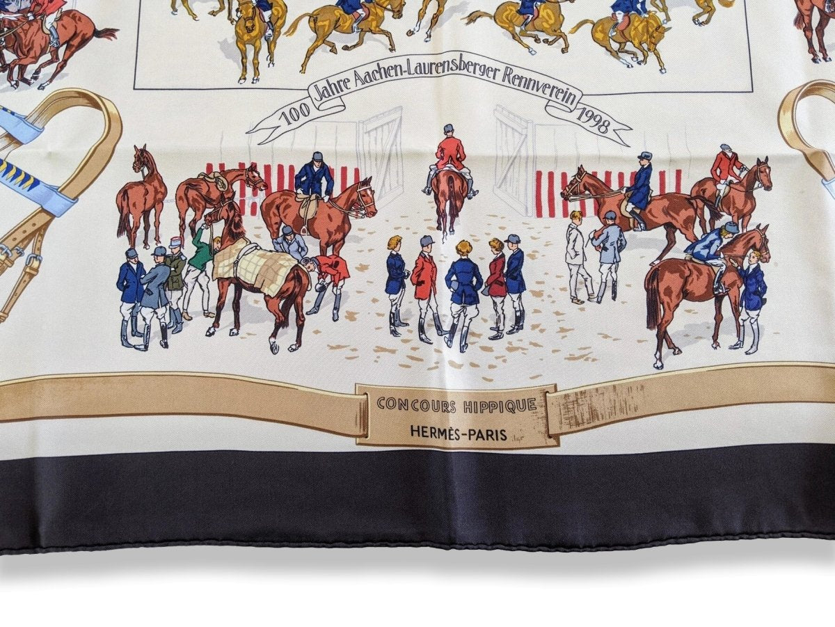 Hermes 1998 Special Issue 100 Jahre Aachen- Laurensberger Rennverein CONCOURS HIPPIQUE by Lamotte Twill 90, RARE in Box!