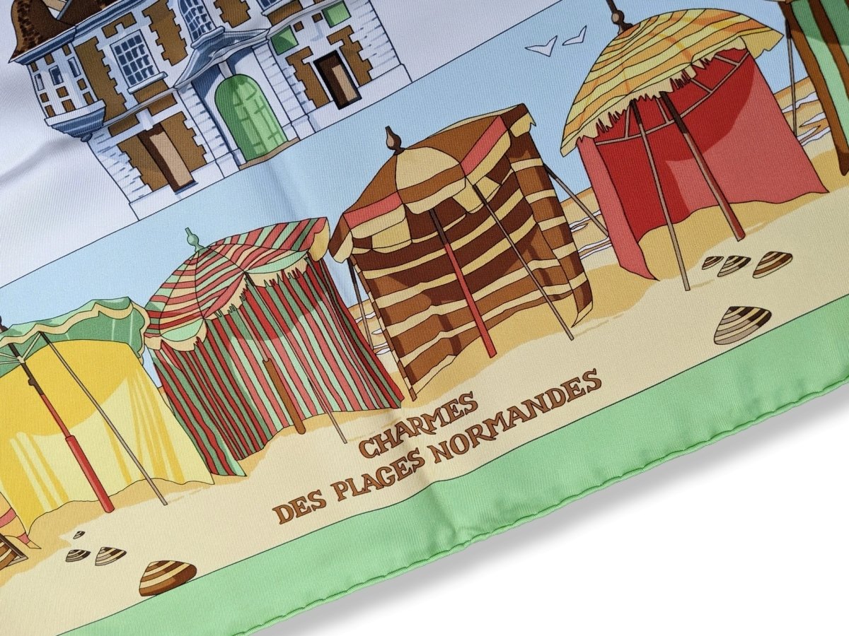 Hermes 1999 Pistache/Blanc/Multi Limited to Deauville Charmes des plages Normandes Twill 90, NIB!