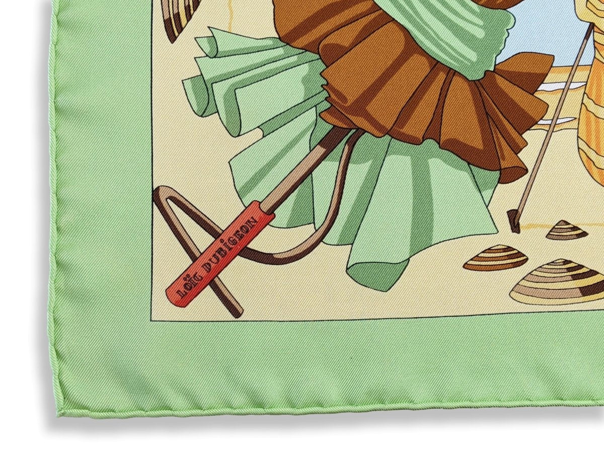 Hermes 1999 Pistache/Blanc/Multi Limited to Deauville Charmes des plages Normandes Twill 90, NIB!