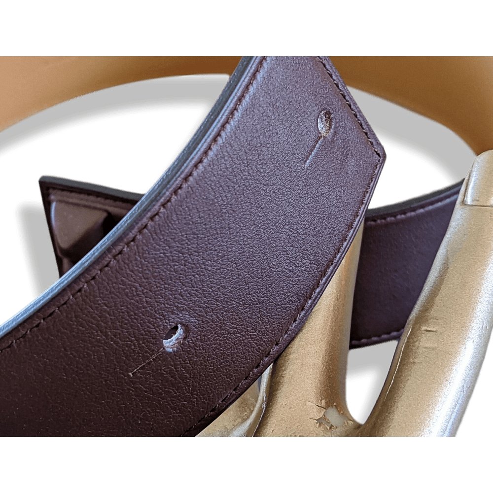 Hermes 2009 Chocolat Veau Barenia COLLIER DE CHIEN SHADOW Belt GM Sz 85, BNIB!