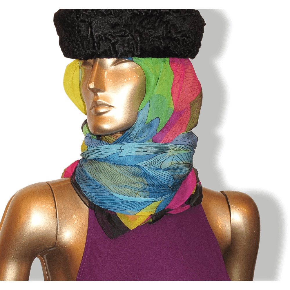 Hermes 2017 Black Multi Etude pour un Iris Arc-en-Ciel by Benoit Pierre Emery Silk Chiffon Mousseline Shawl 140, Mint! - poupishop