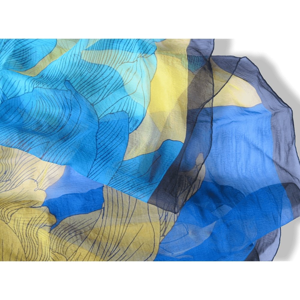 Hermes 2017 Black Multi Etude pour un Iris Arc-en-Ciel by Benoit Pierre Emery Silk Chiffon Mousseline Shawl 140, Mint! - poupishop