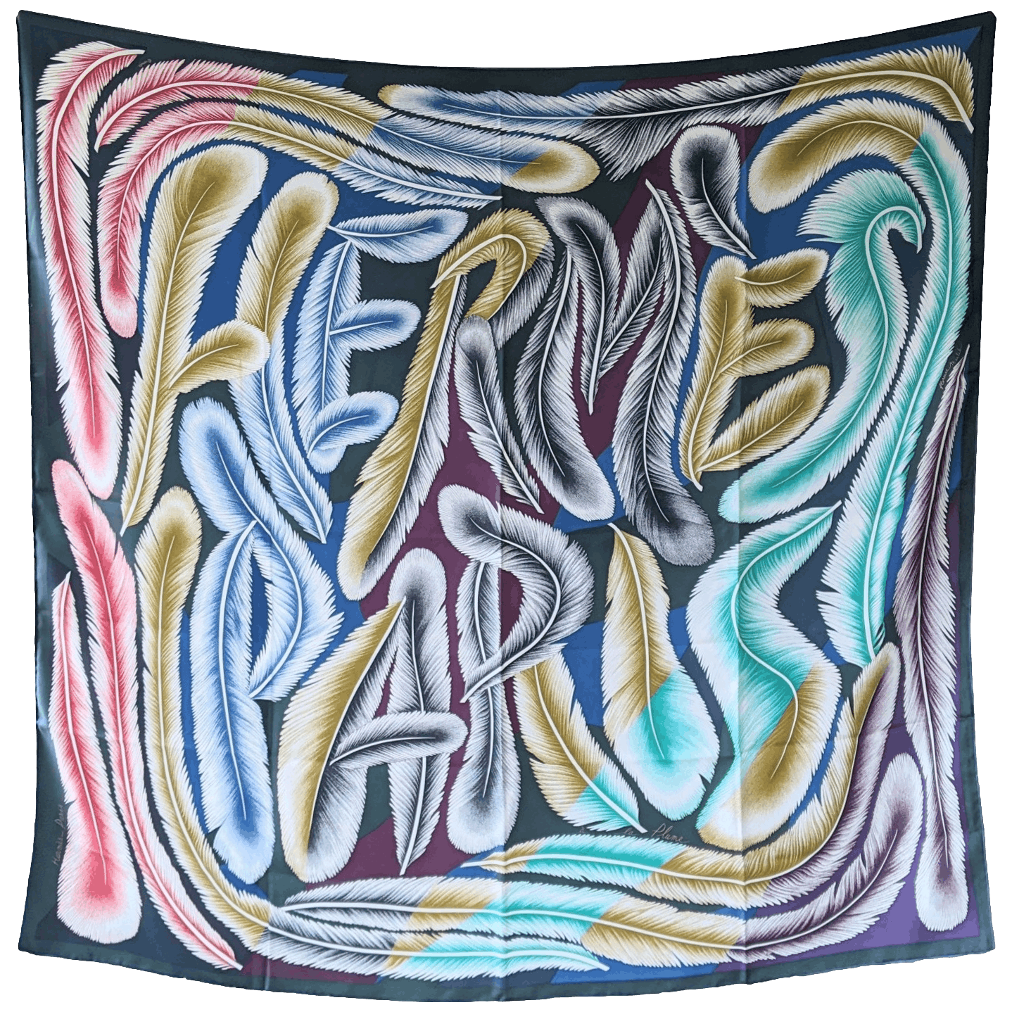 HERMES A la Plume Florence Manlik Silk Twill Shawl 140